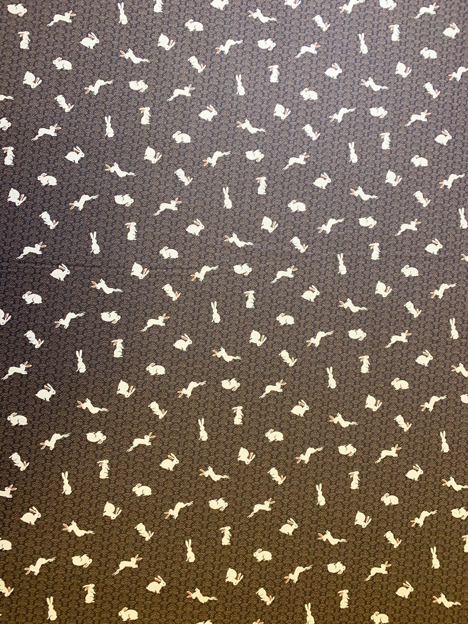 Sevenberry - Bunnies and Waves Cotton Fabric - Brown