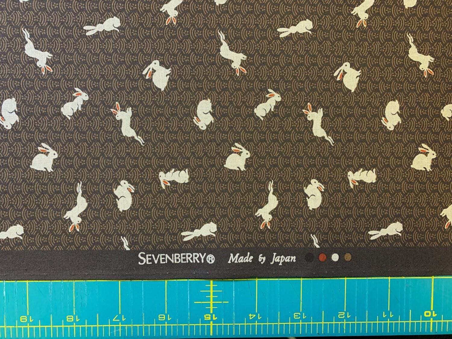 Sevenberry - Bunnies and Waves Cotton Fabric - Brown