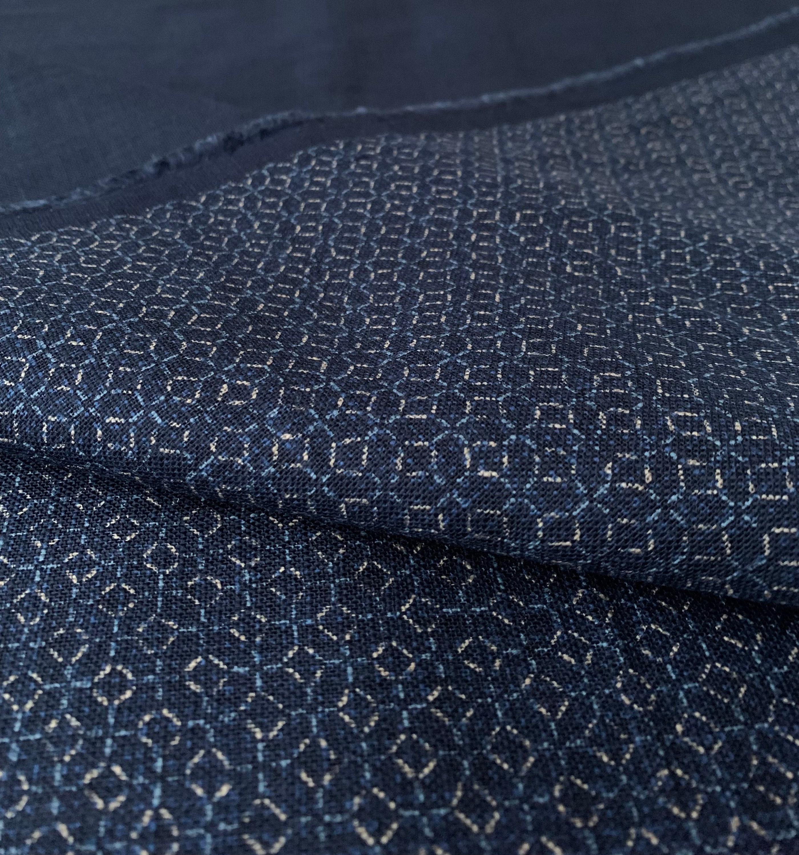 Sevenberry - Rustic Sashiko Stitch Cotton Fabric - Blue