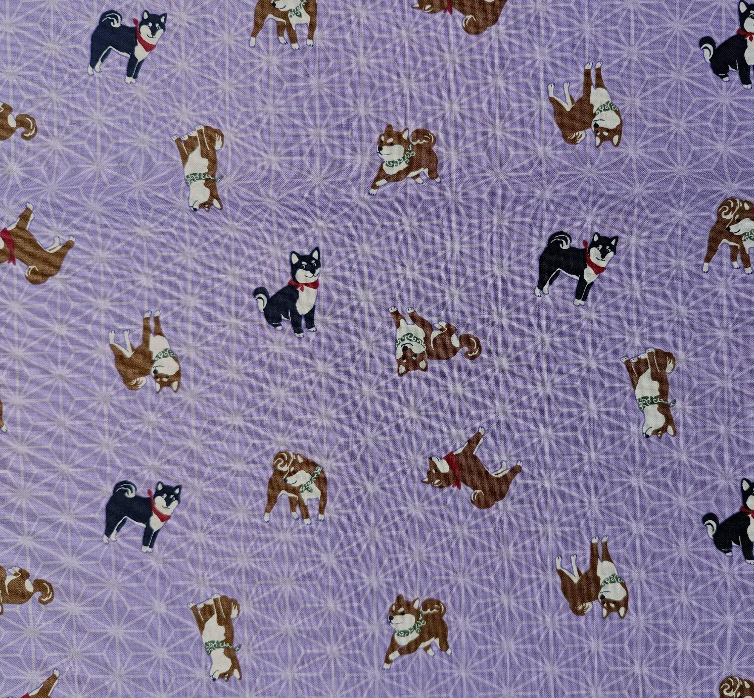 Hishiei - Asanoha Shibas Cotton Fabric - Purple