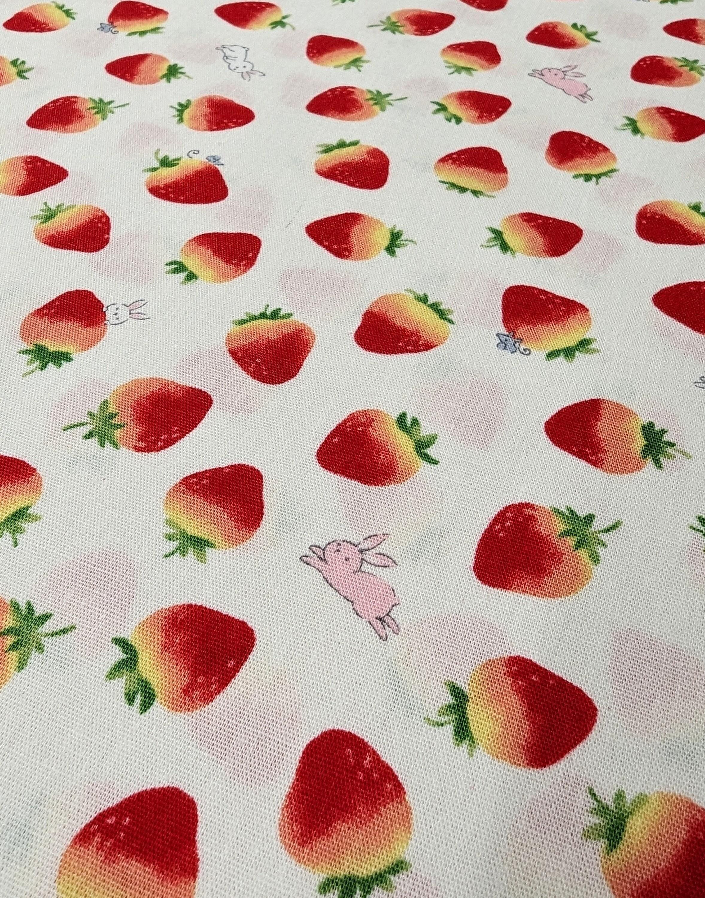 Cosmo - Strawberry Bunnies Kawaii Cotton - White