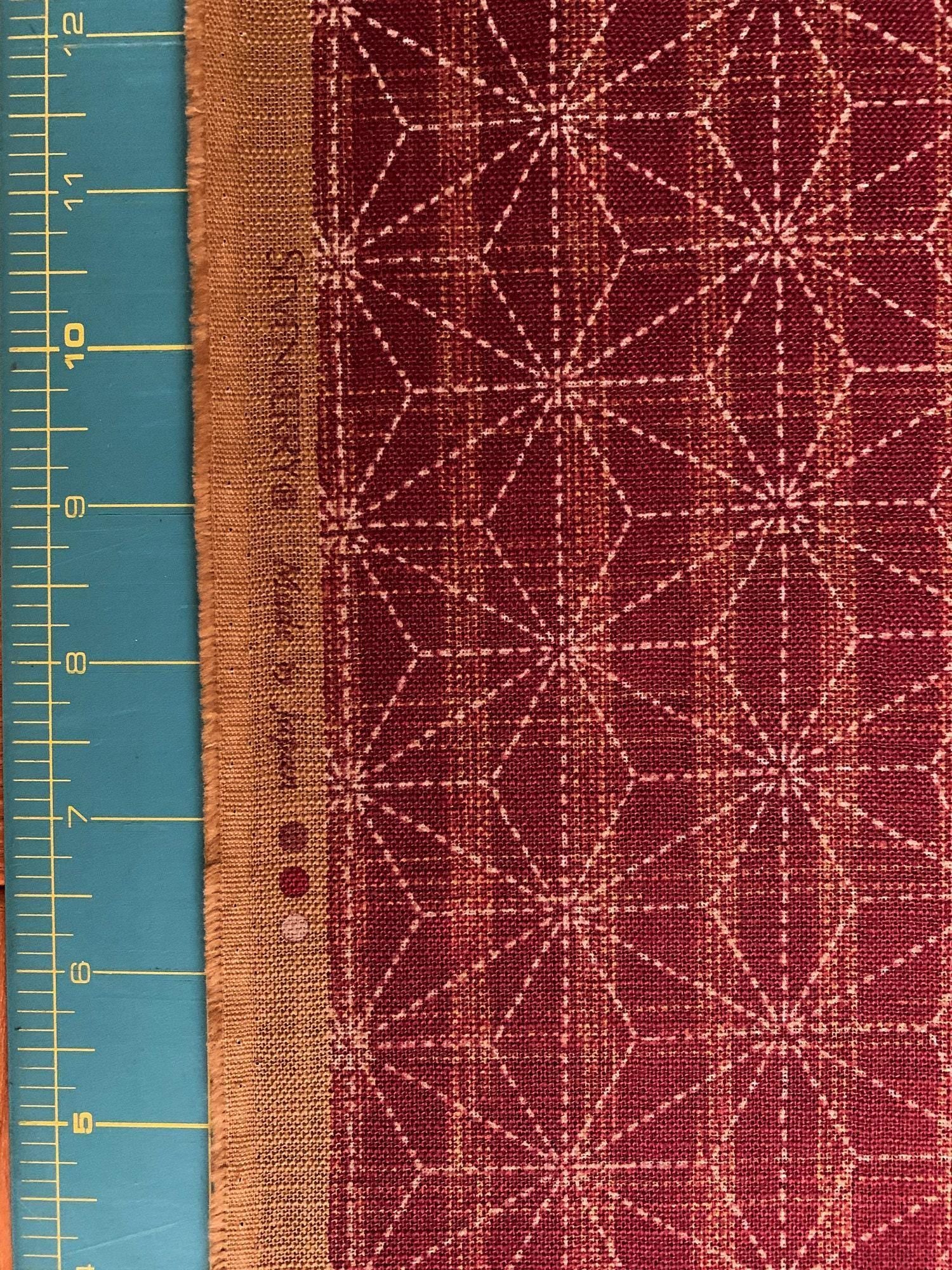 Sevenberry - Asanoha Hemp Leaf Star Cotton Fabric - Red Tan