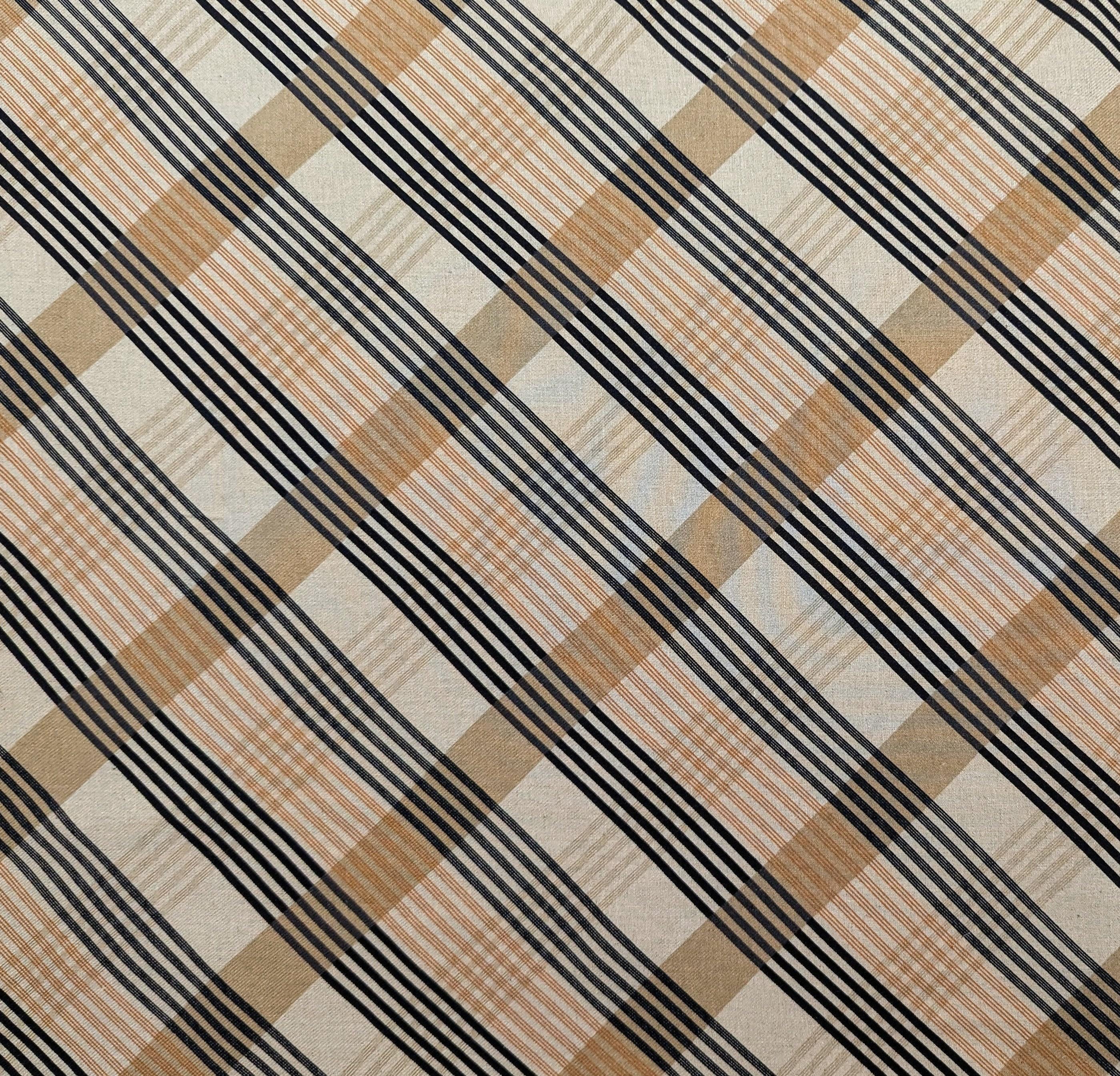 Kokka Plaid Stripe Japanese cotton linen fabric NFA-60460-C yellow