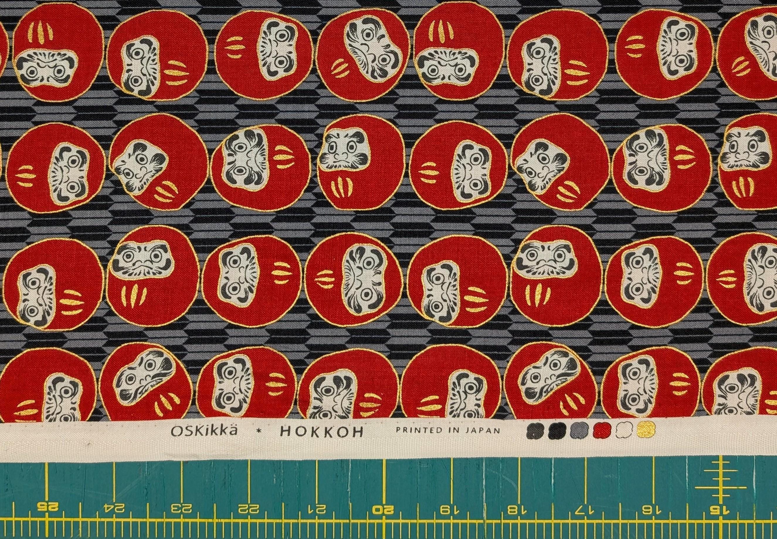 Hokkoh - Yagasuri Daruma Cotton Fabric - Gray and Black