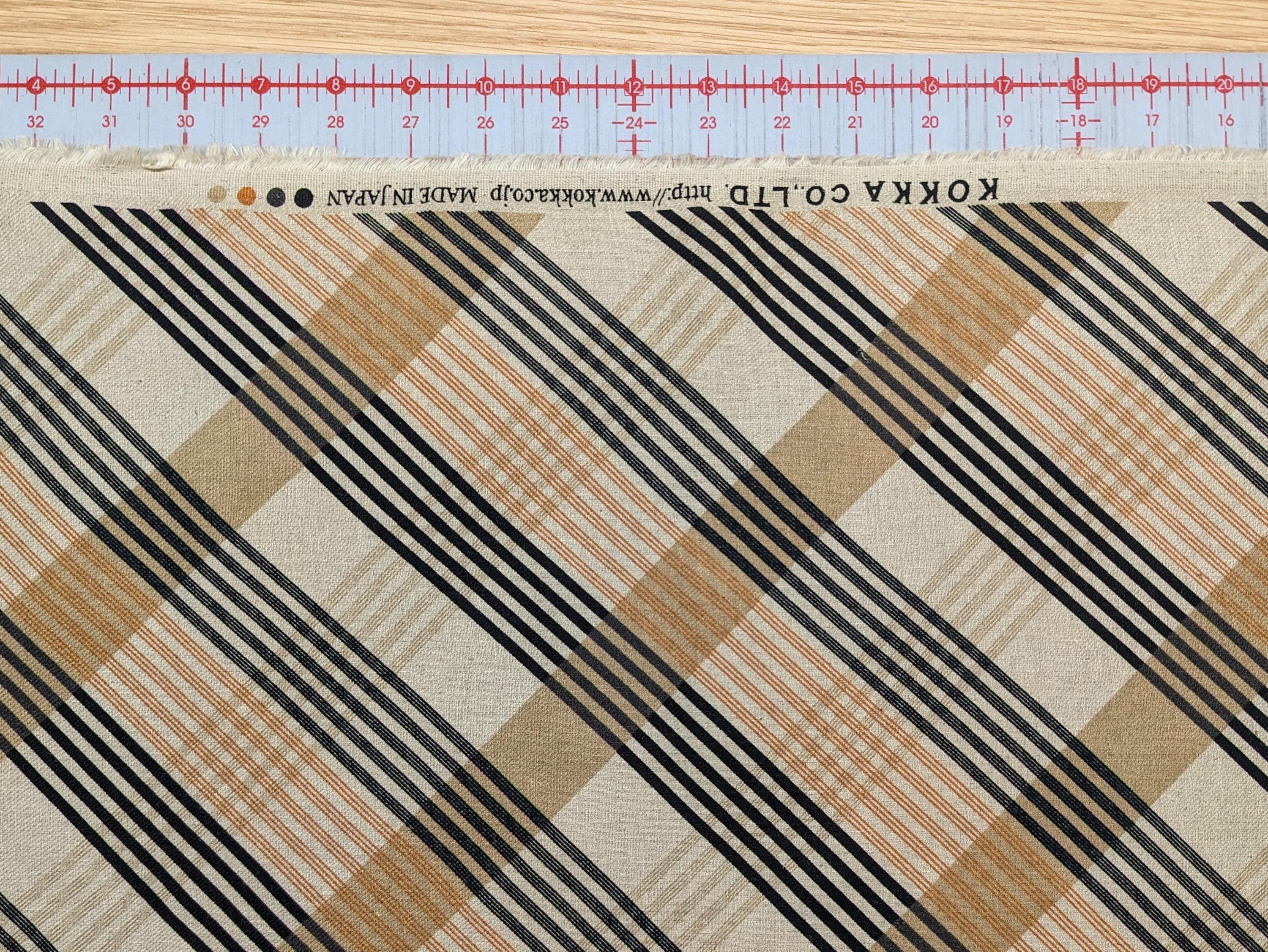 Kokka Plaid Stripe Japanese cotton linen fabric NFA-60460-C yellow