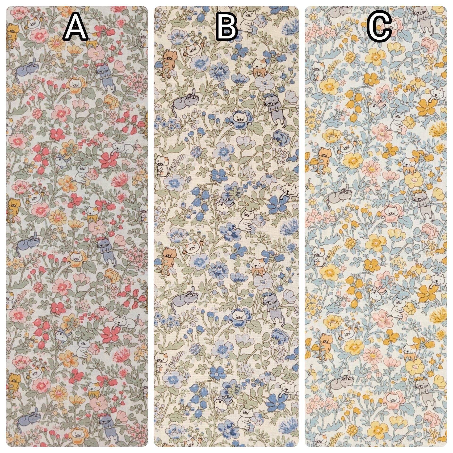 Spring Meadow Cats Kobayashi Japanese cotton fabric KTS-7075 B blue