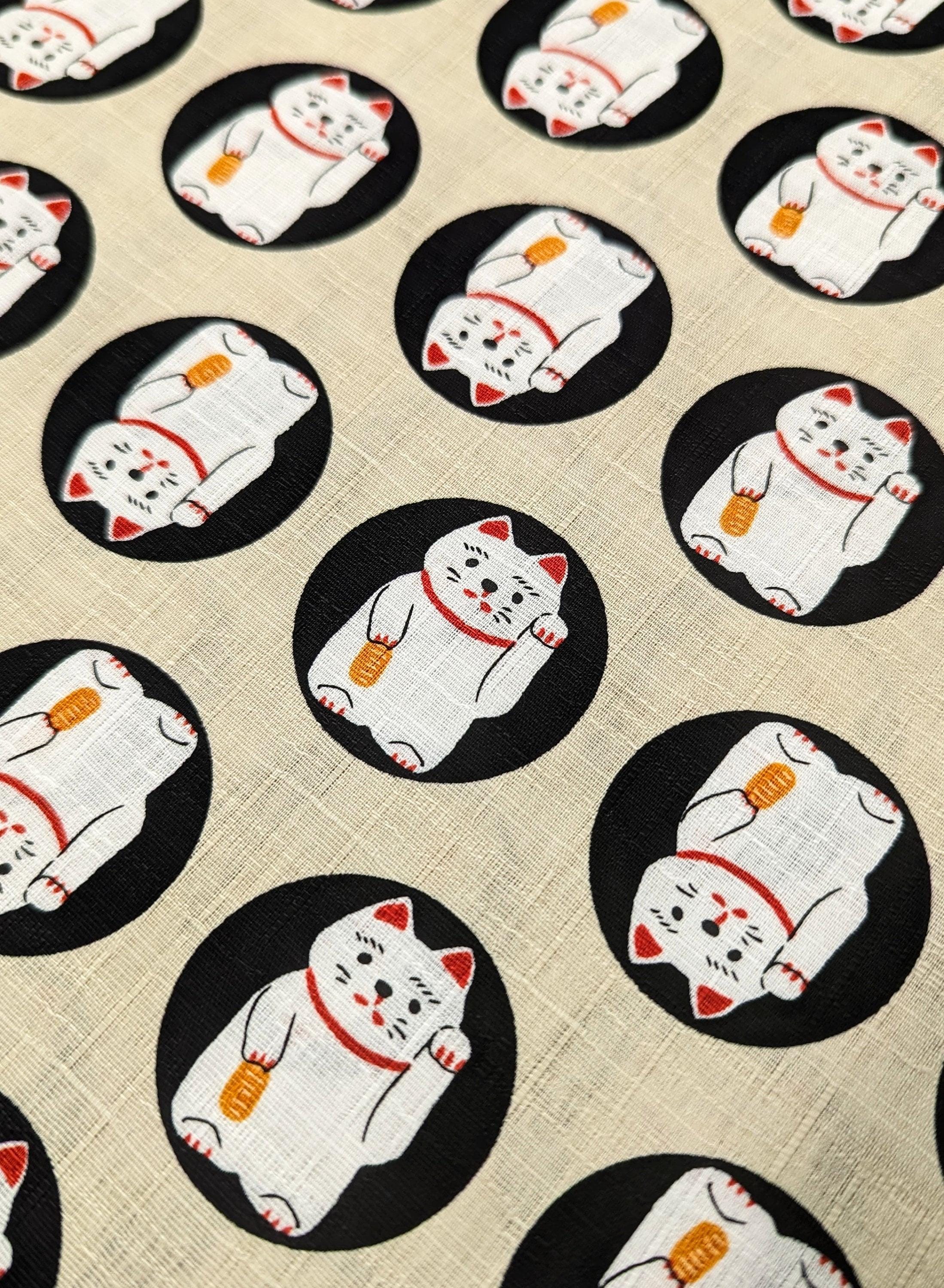Hokkoh - Lucky Cats Cotton Dobby - Beige