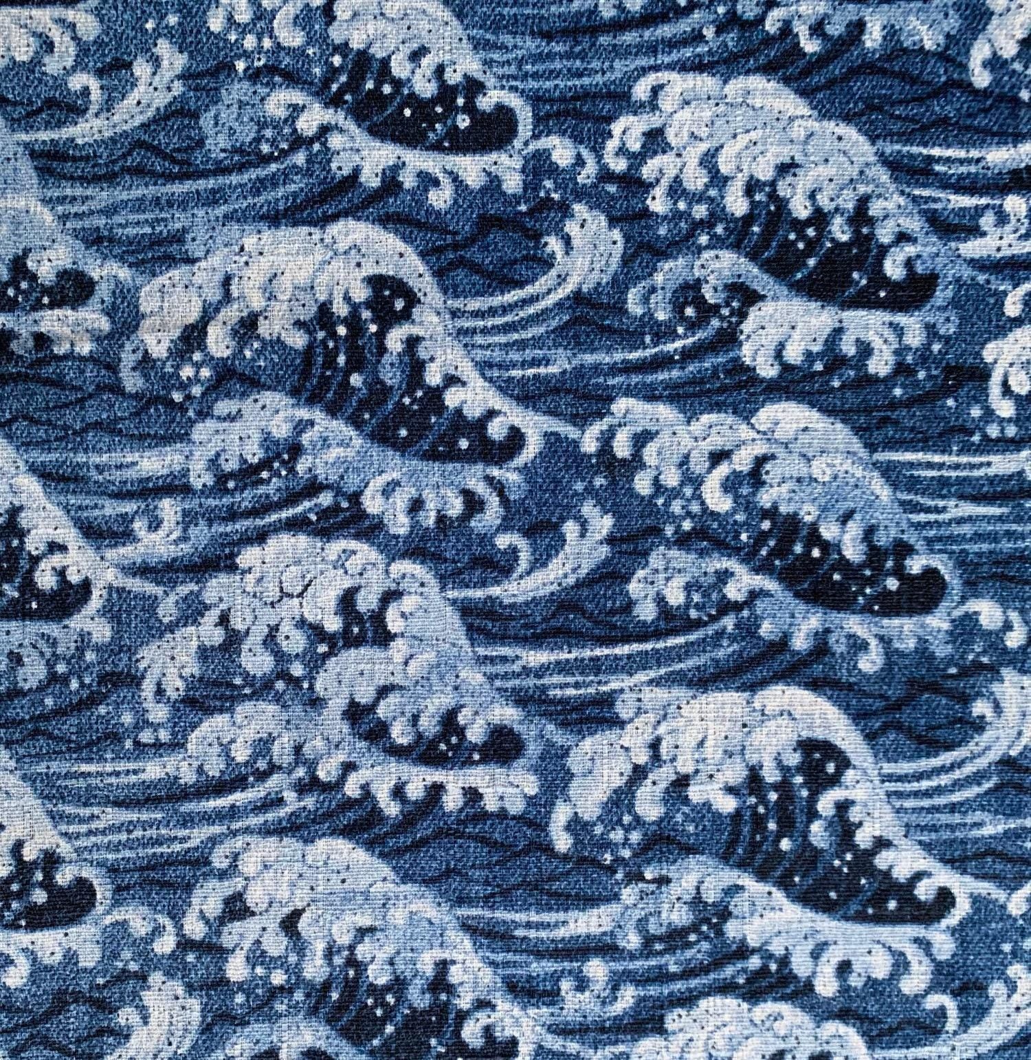 Sevenberry - Ocean Waves Cotton Dobby - Blue