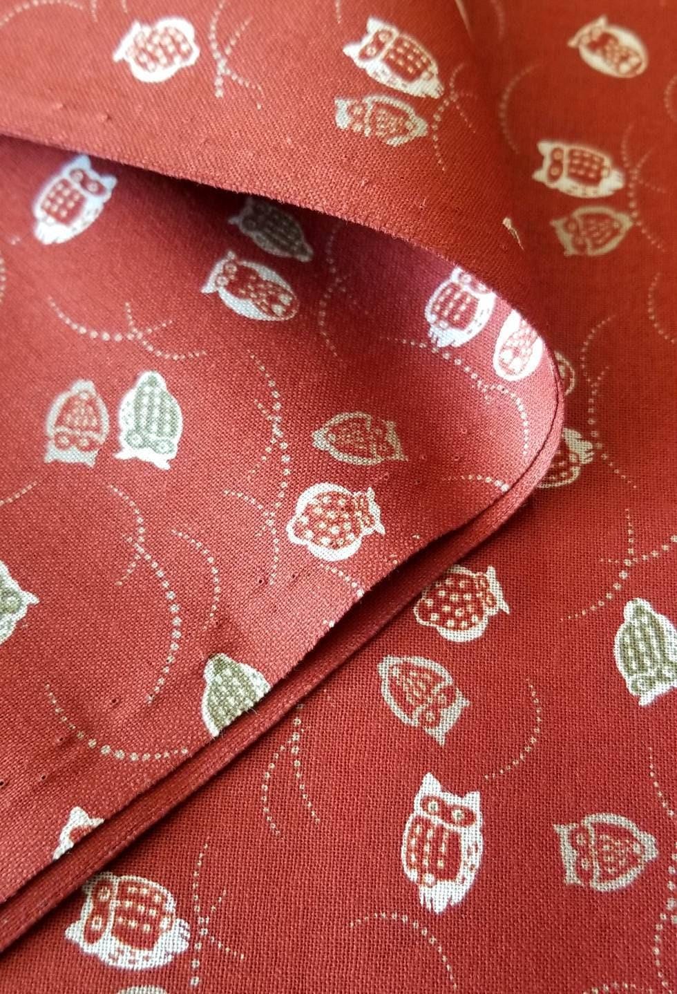 Sevenberry - Owls Cotton Fabric - Red