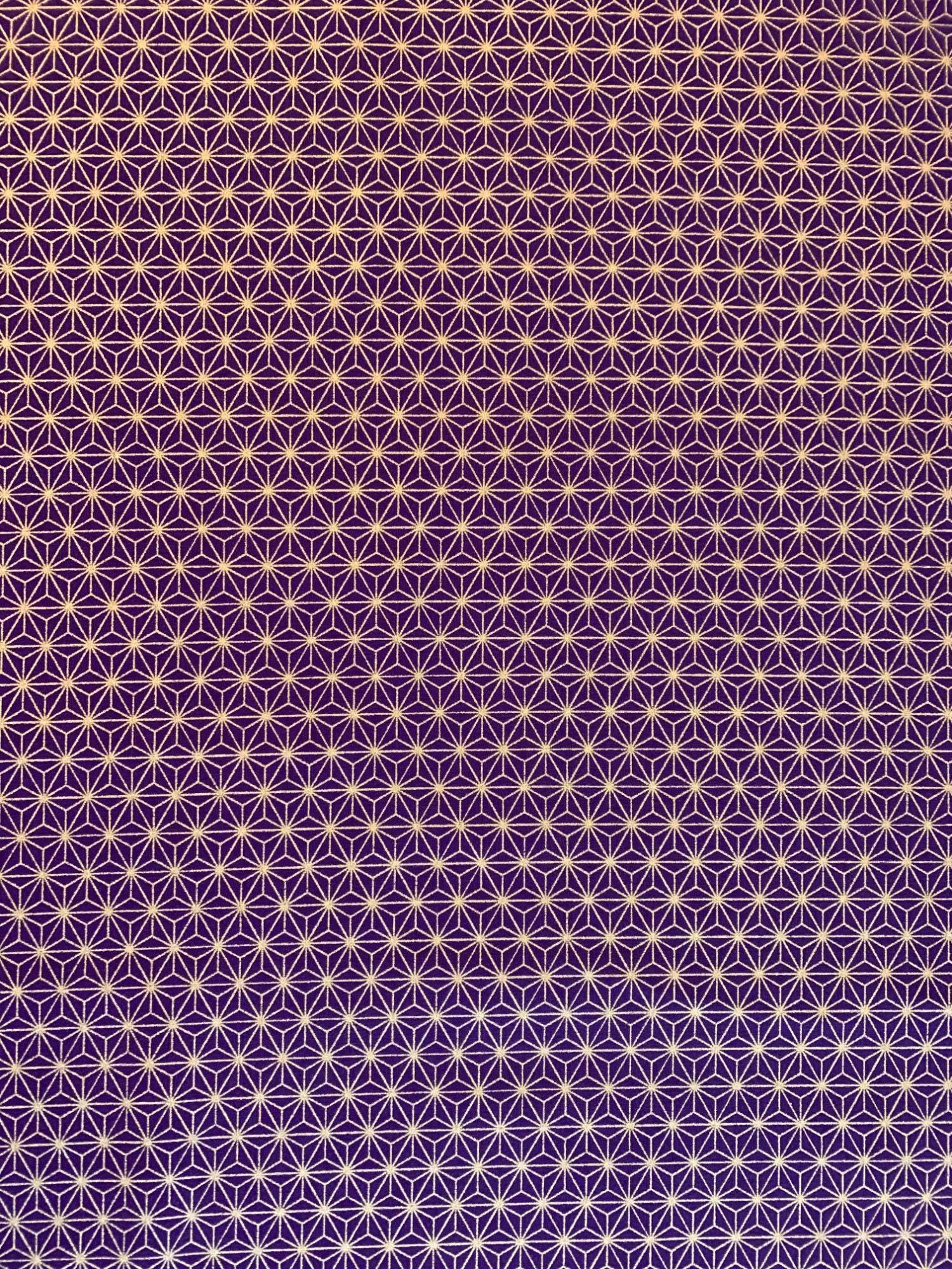 Sevenberry - Golden Asanoha Stars Cotton Fabric - Purple