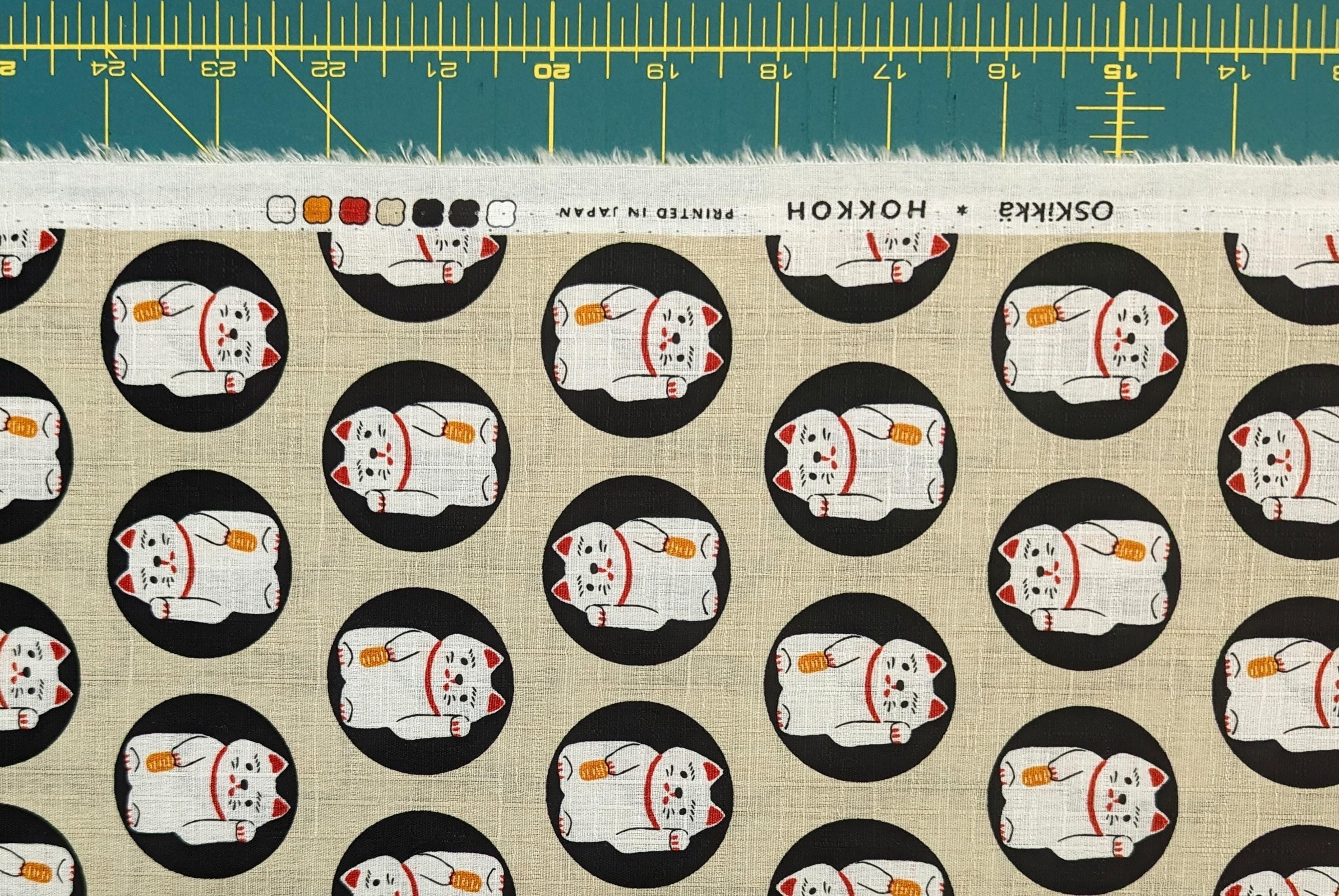 Hokkoh - Lucky Cats Cotton Dobby - Beige