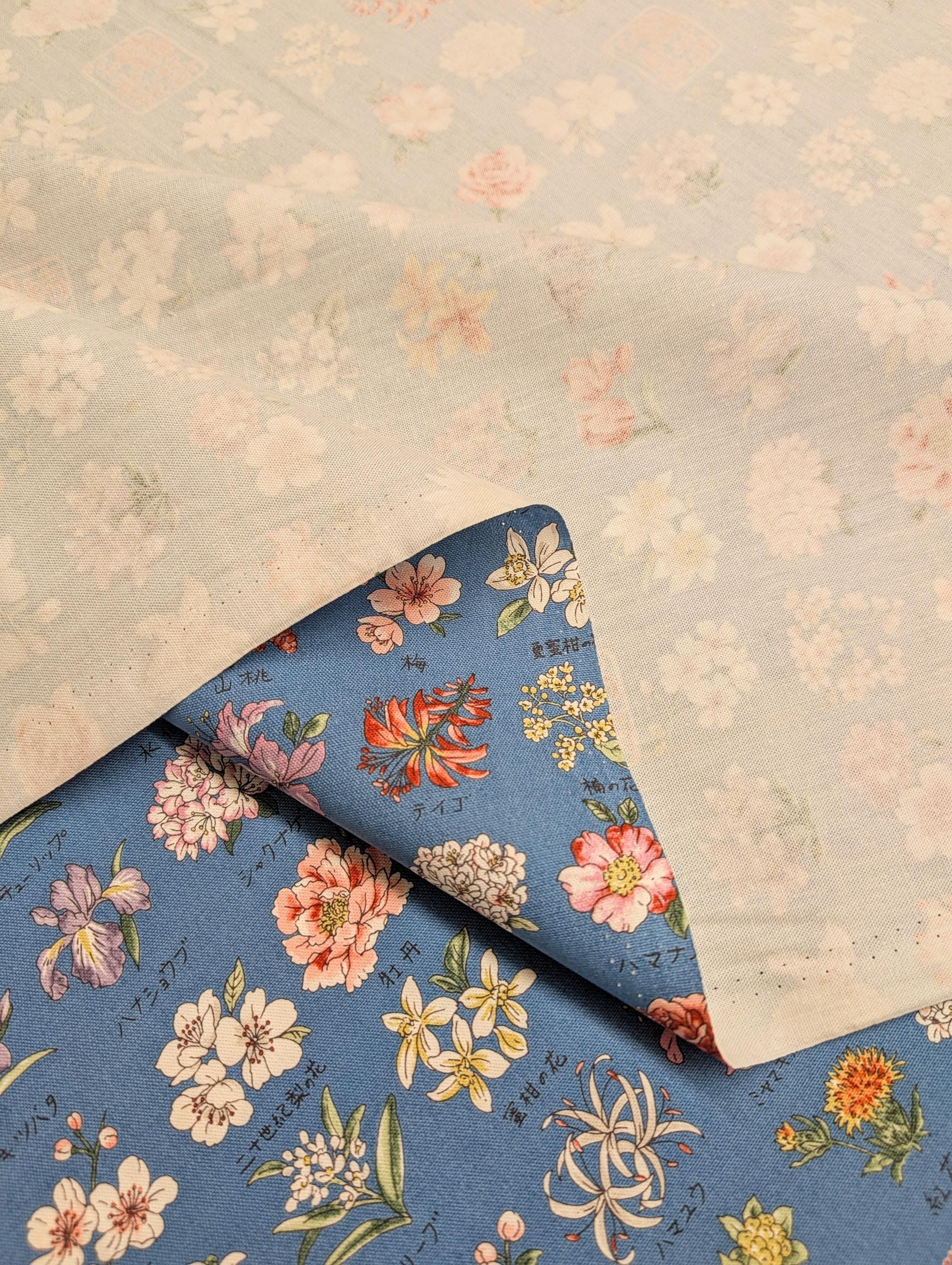 Kokka - National Flowers Cotton Oxford - Blue
