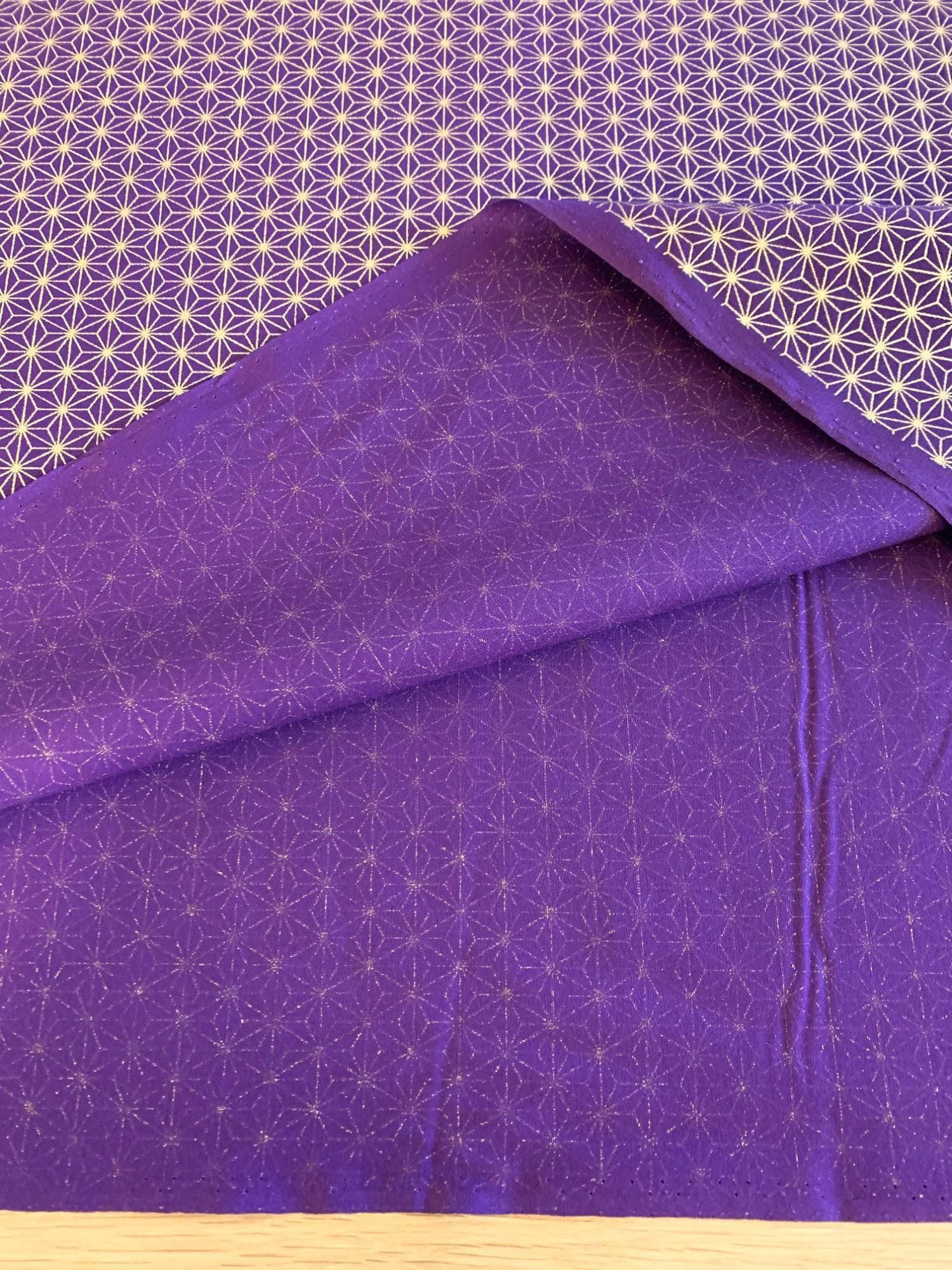 Sevenberry - Golden Asanoha Stars Cotton Fabric - Purple