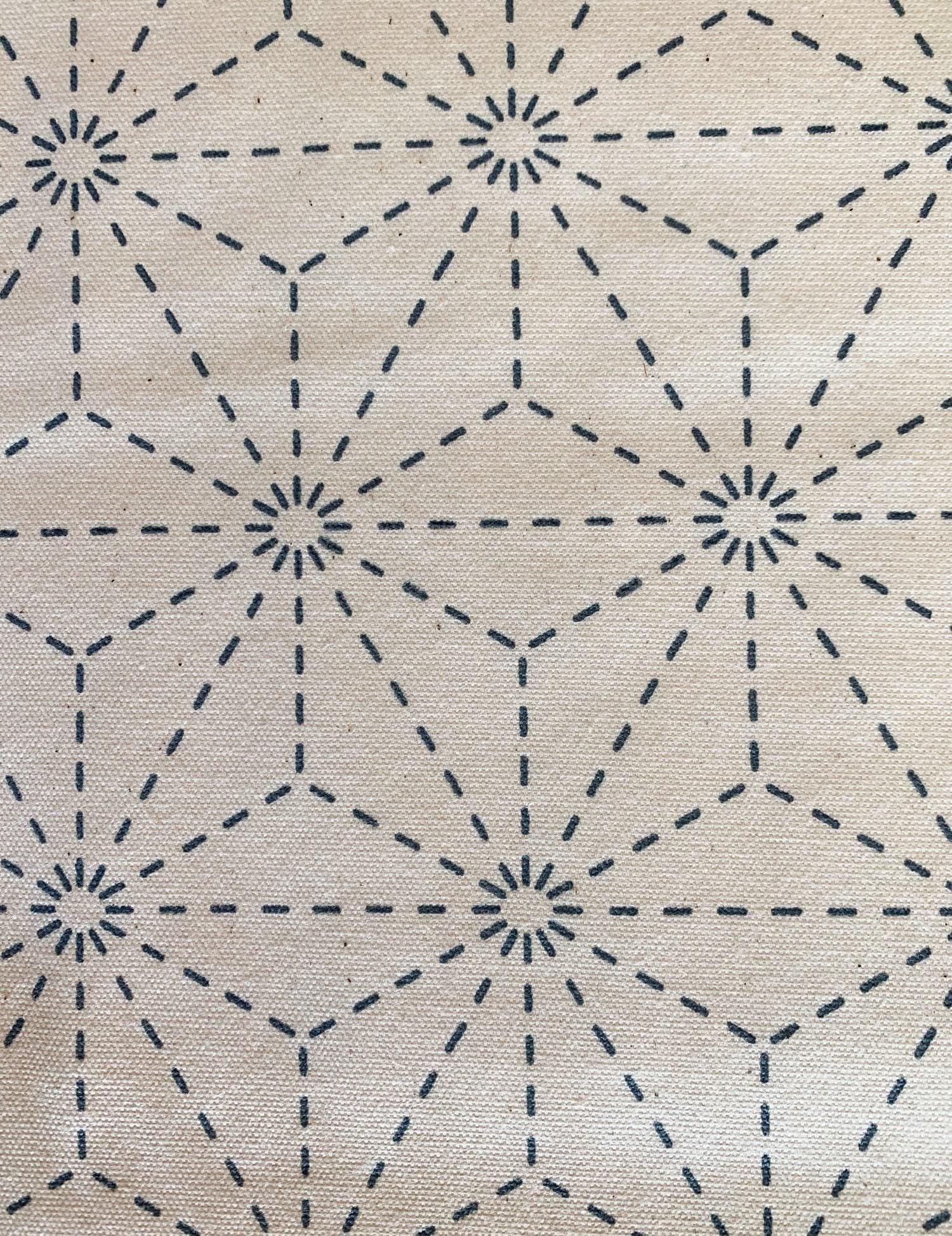 Olympus - Asanoha Stars Pre-Printed Sashiko Cotton Fabric - Ivory White