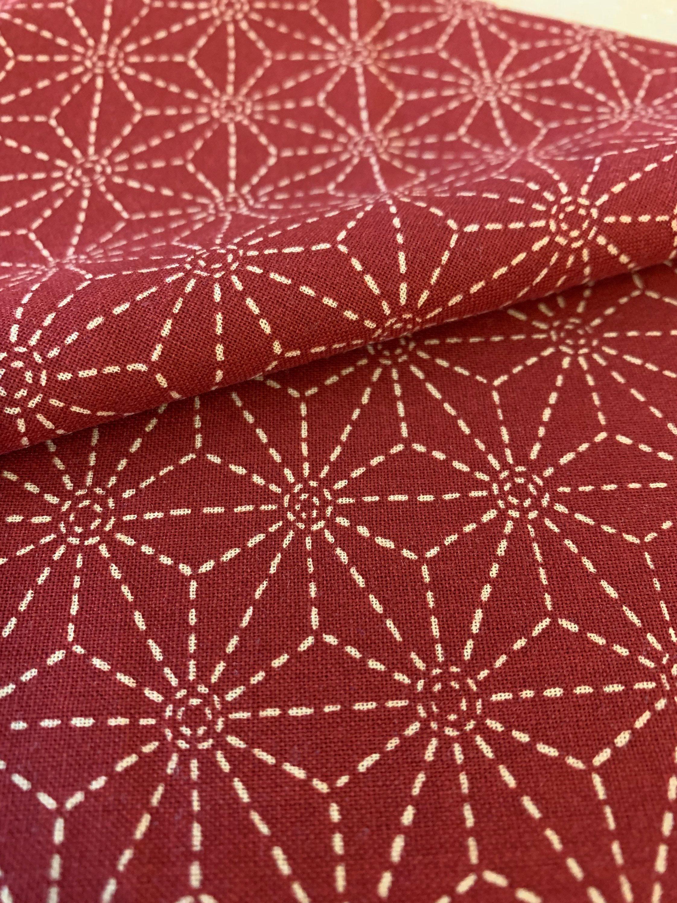 Sevenberry - Sashiko Stars Cotton Fabric 麻の葉 Asanoha - Red Beige