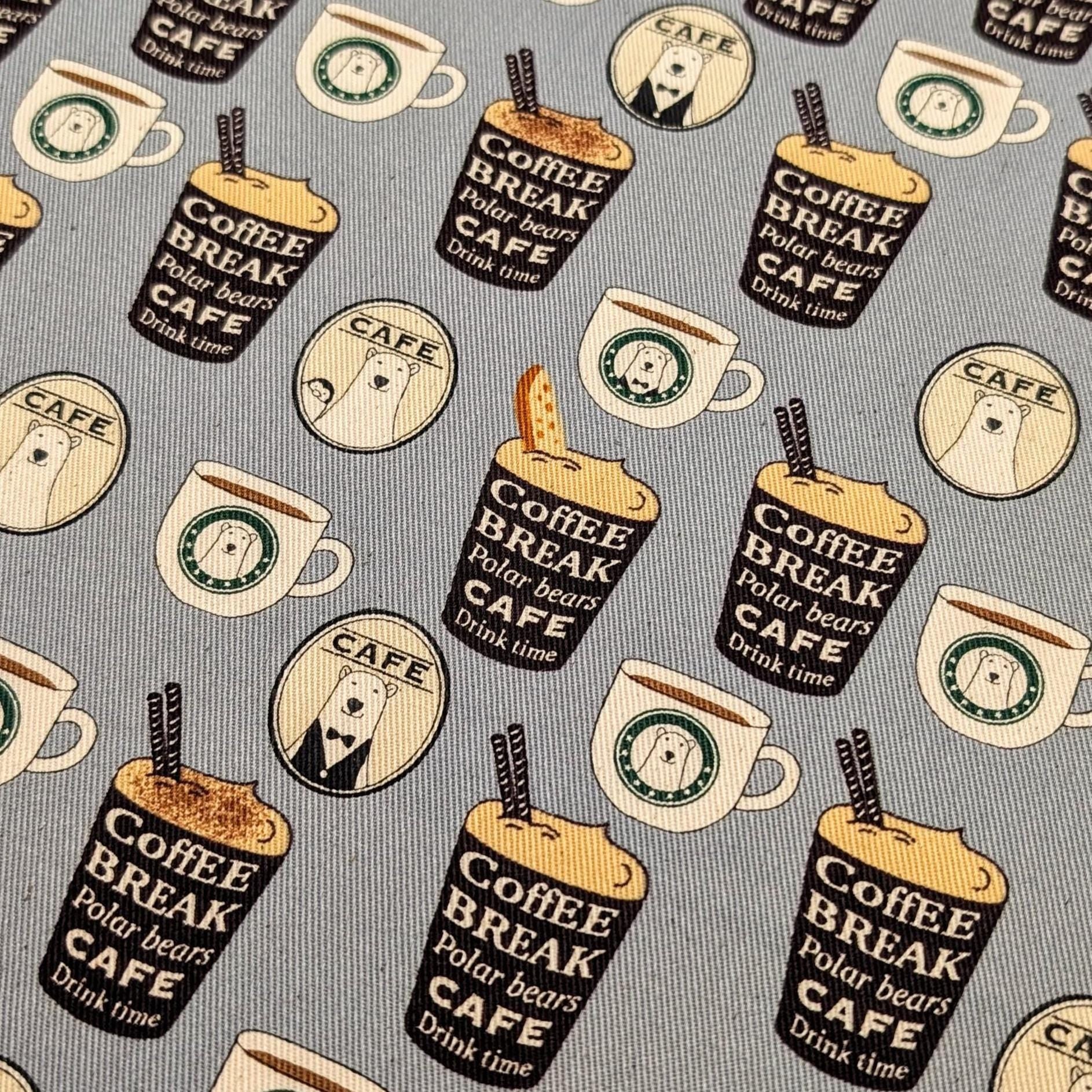NEW Polar Bear Cafe Kobayashi Japanese cotton oxford twill fabric KTS-7066 C blue
