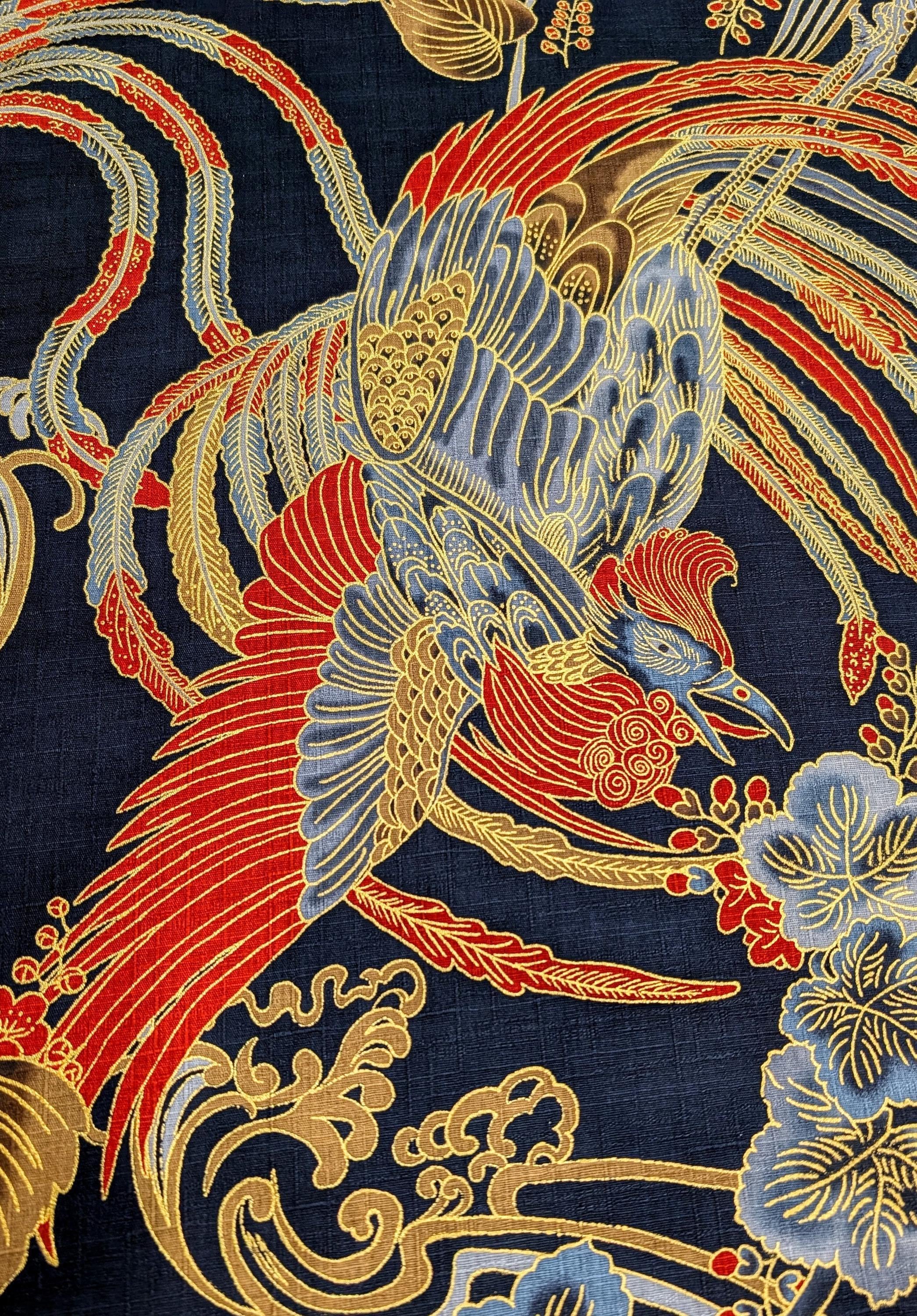NEW Golden Phoenix Hokkoh Japanese cotton dobby fabric 1024-1110-1 D navy