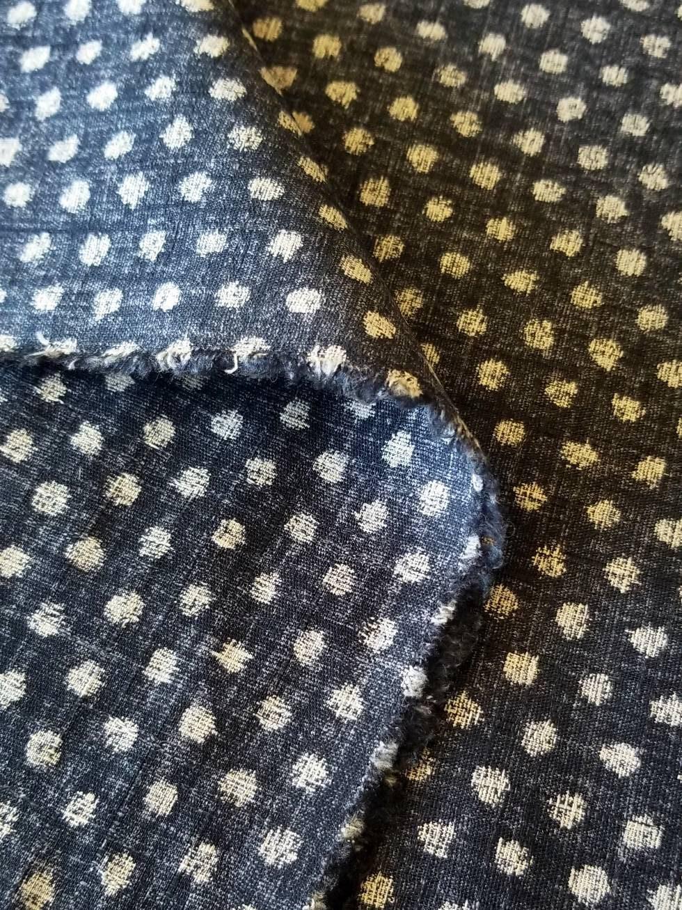 Morikiku - Small Dots Cotton Dobby - Navy Blue