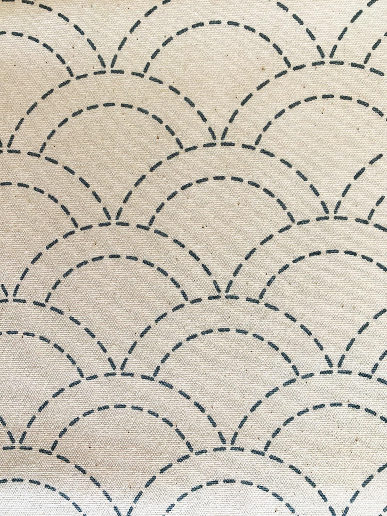 Olympus - Waves Pre-Printed Sashiko Cotton Fabric - Ivory White