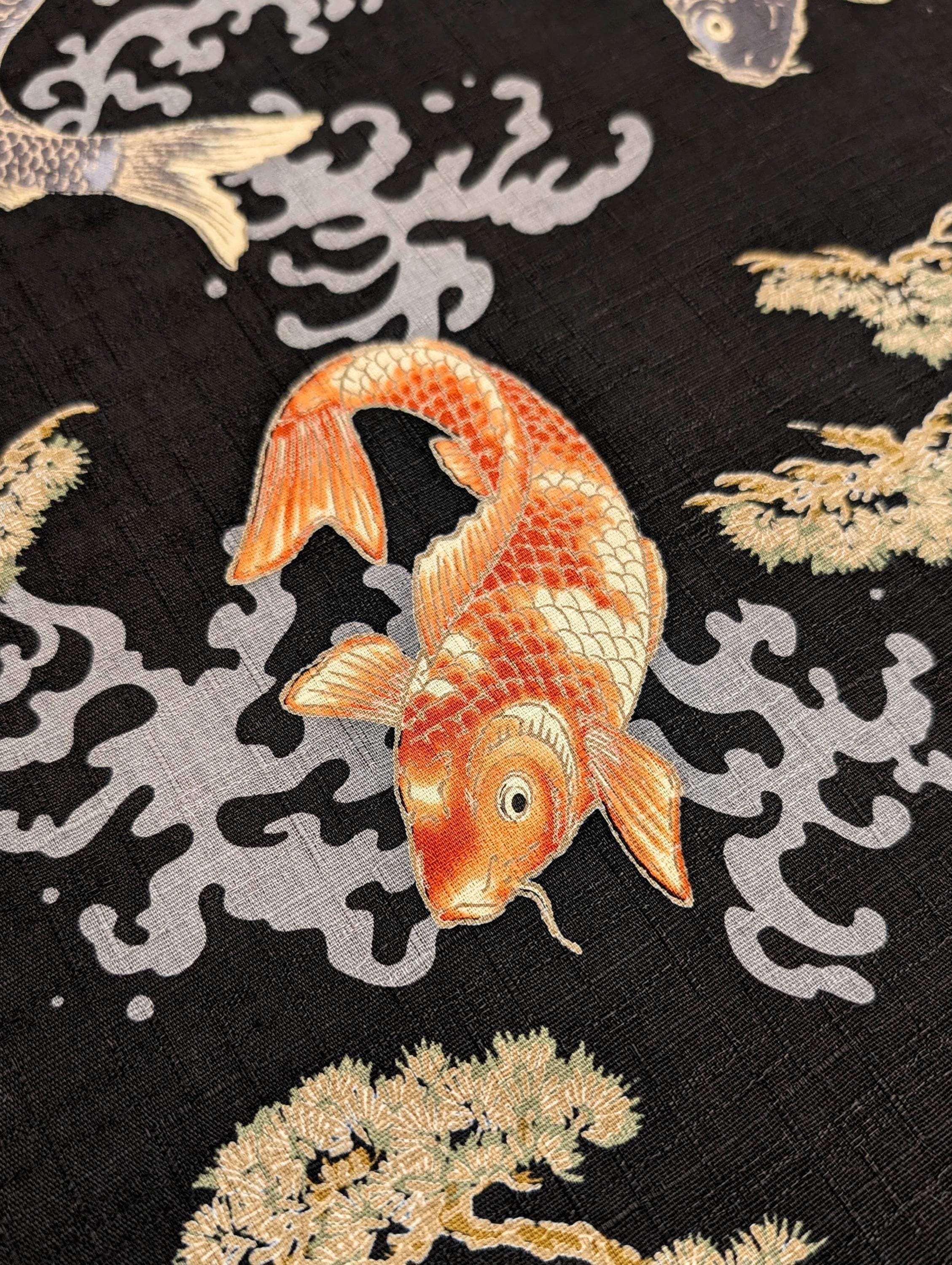 Hokkoh - Hopping Koi Cotton Dobby - Black