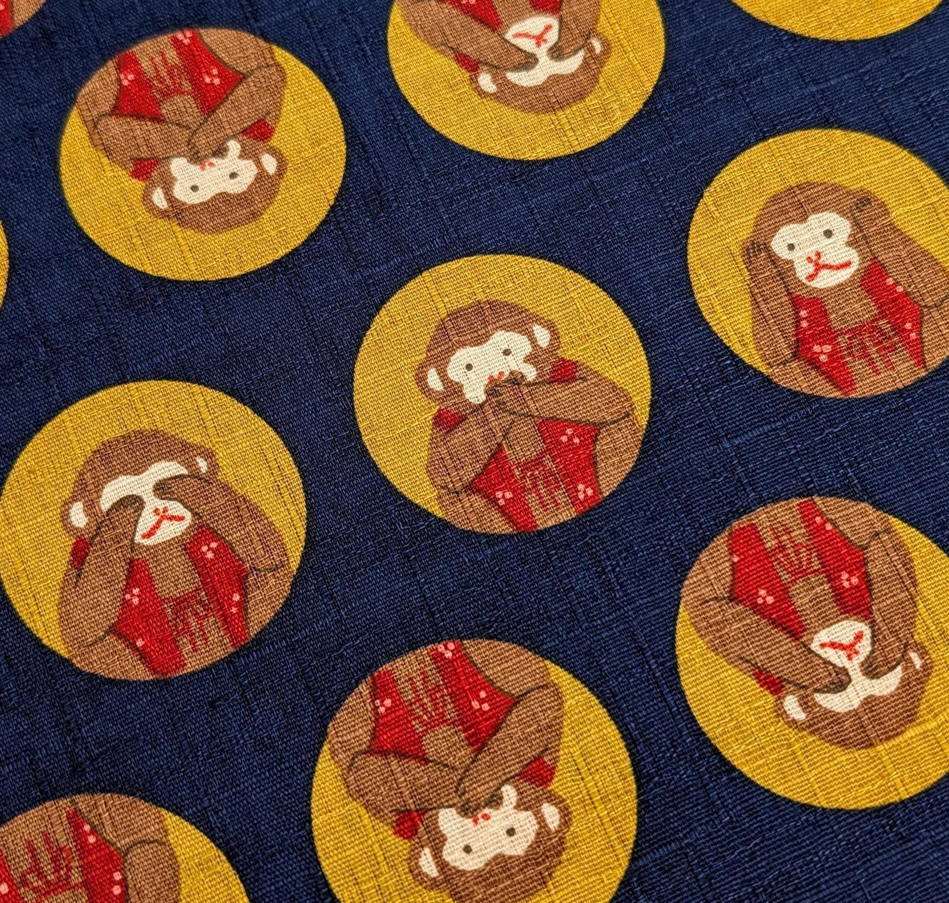 Hokkoh - Three Wise Monkeys Cotton Dobby - Navy Blue