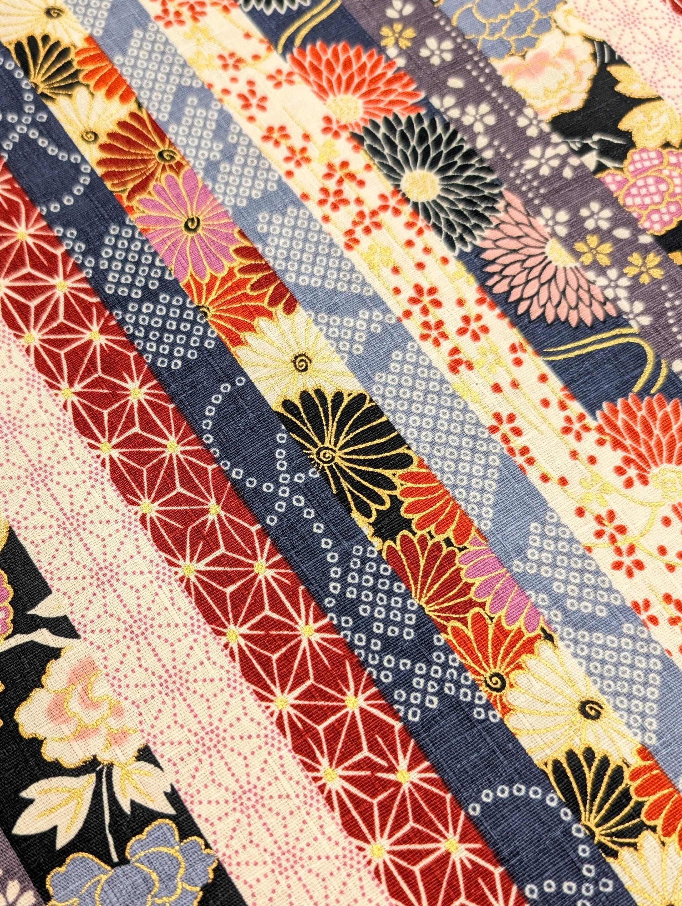 Hokkoh - Striped Flowers Cotton Dobby - Gray