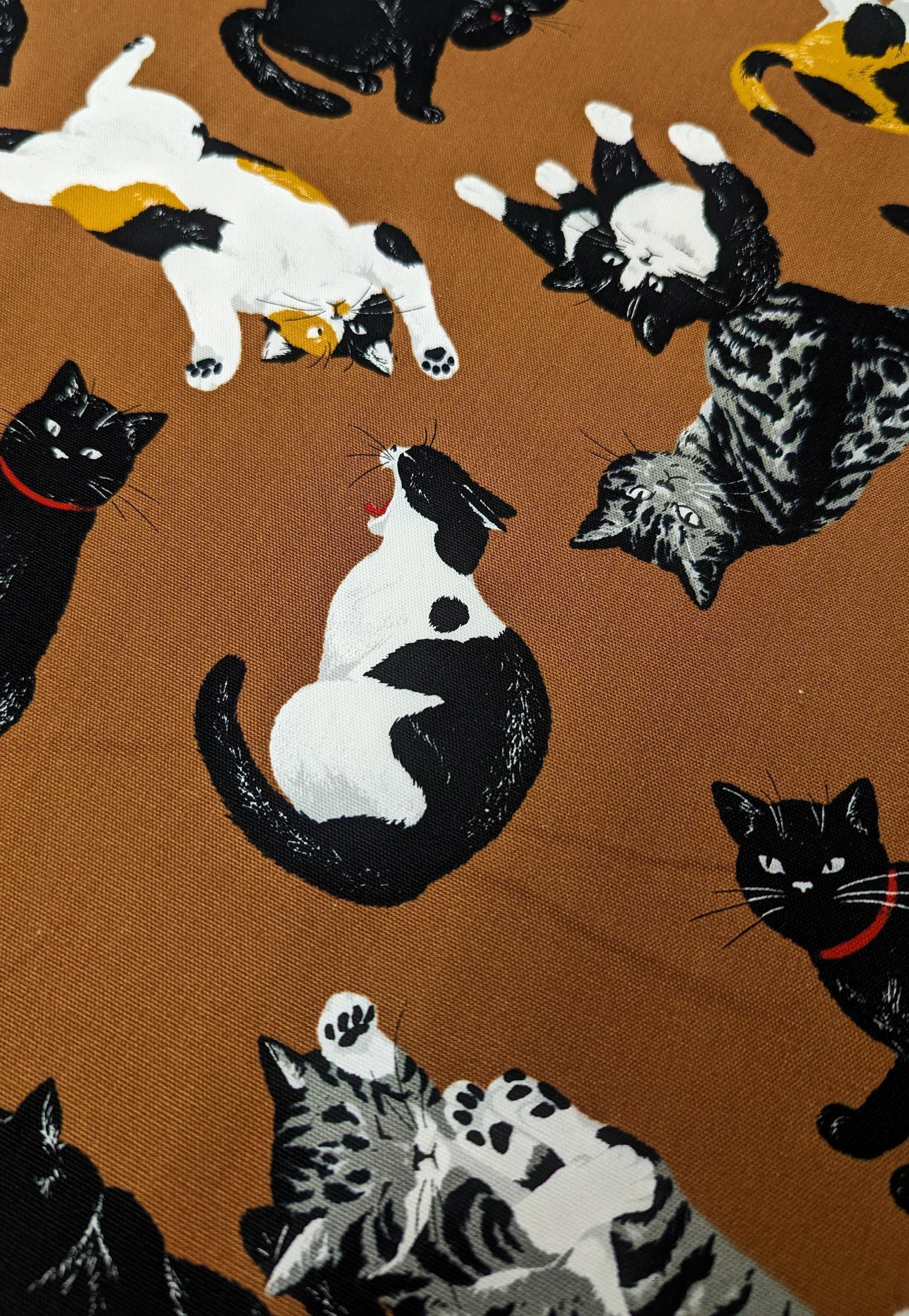 Cosmo - Cat Scatter Cotton Oxford - Brown