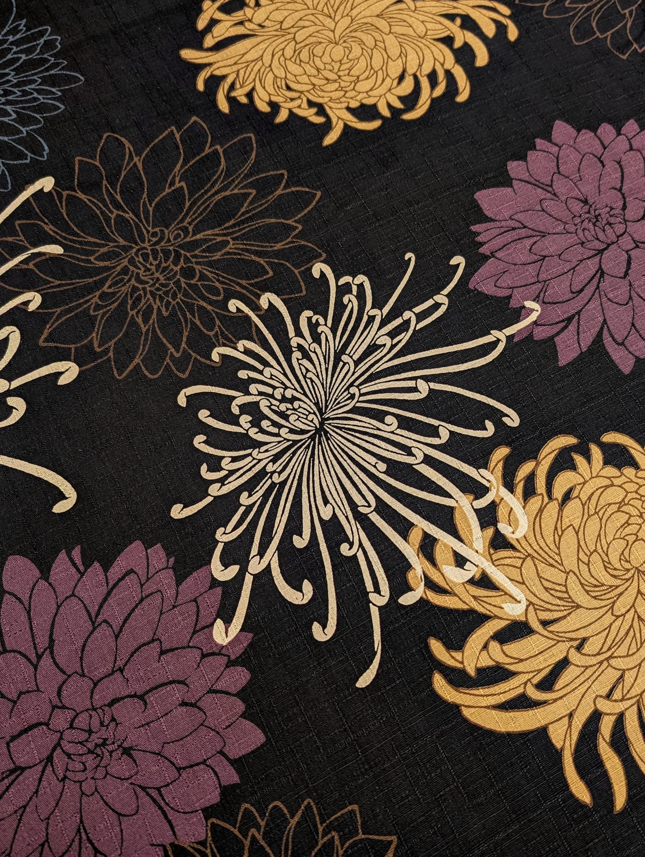Kobayashi - Mixed Traditional Flowers Cotton Dobby - Black