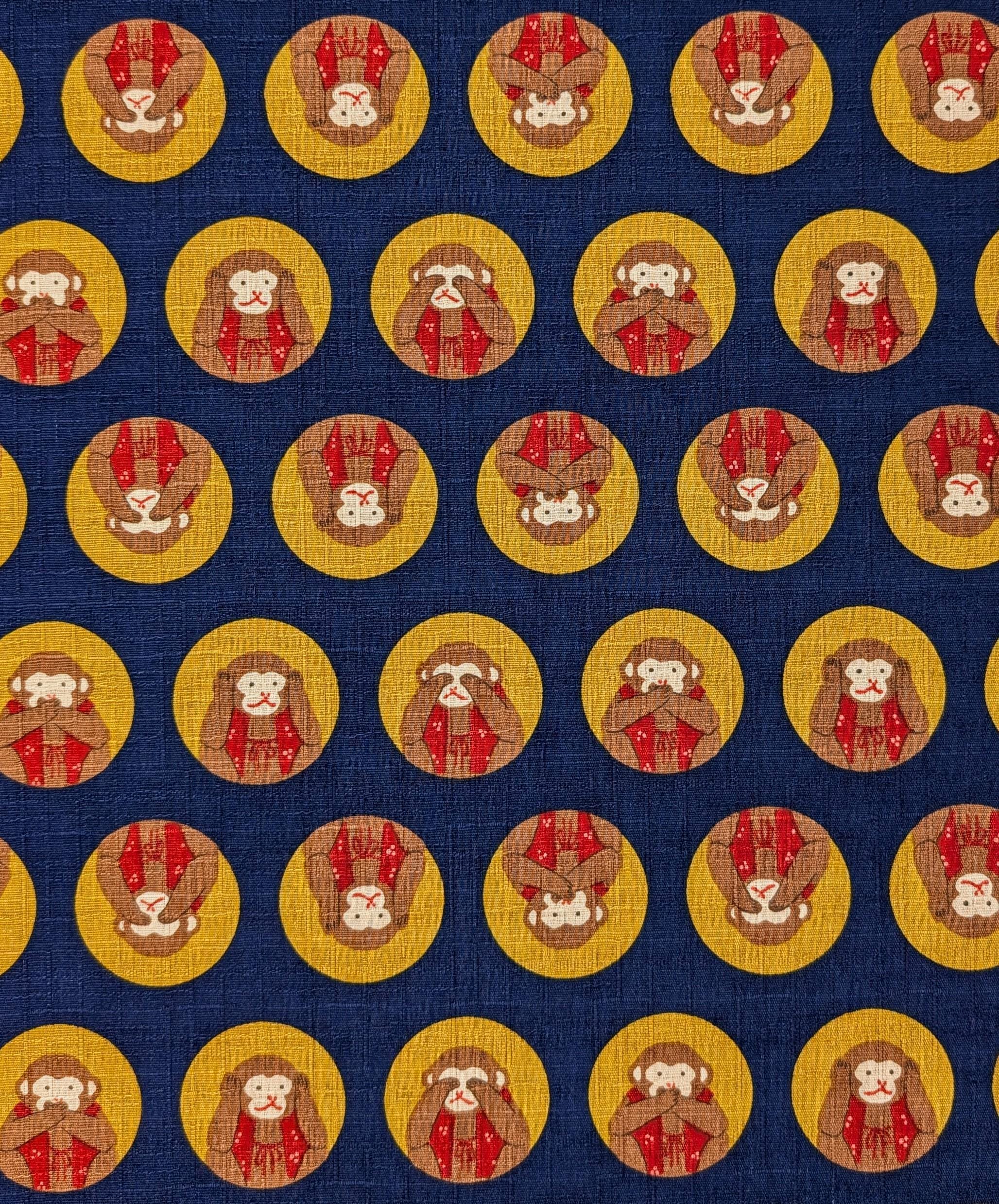 Hokkoh - Three Wise Monkeys Cotton Dobby - Navy Blue