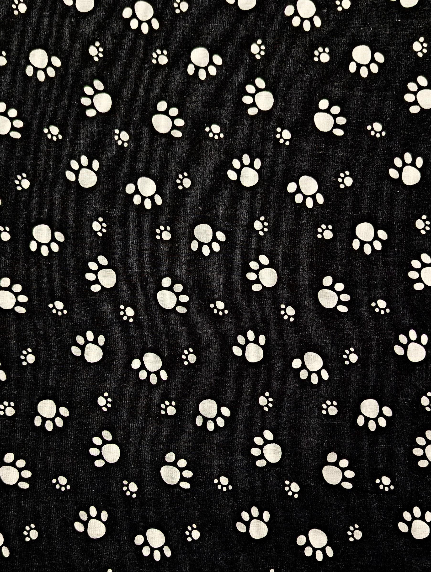 Koyama - Paw Prints Cotton Fabric - Black
