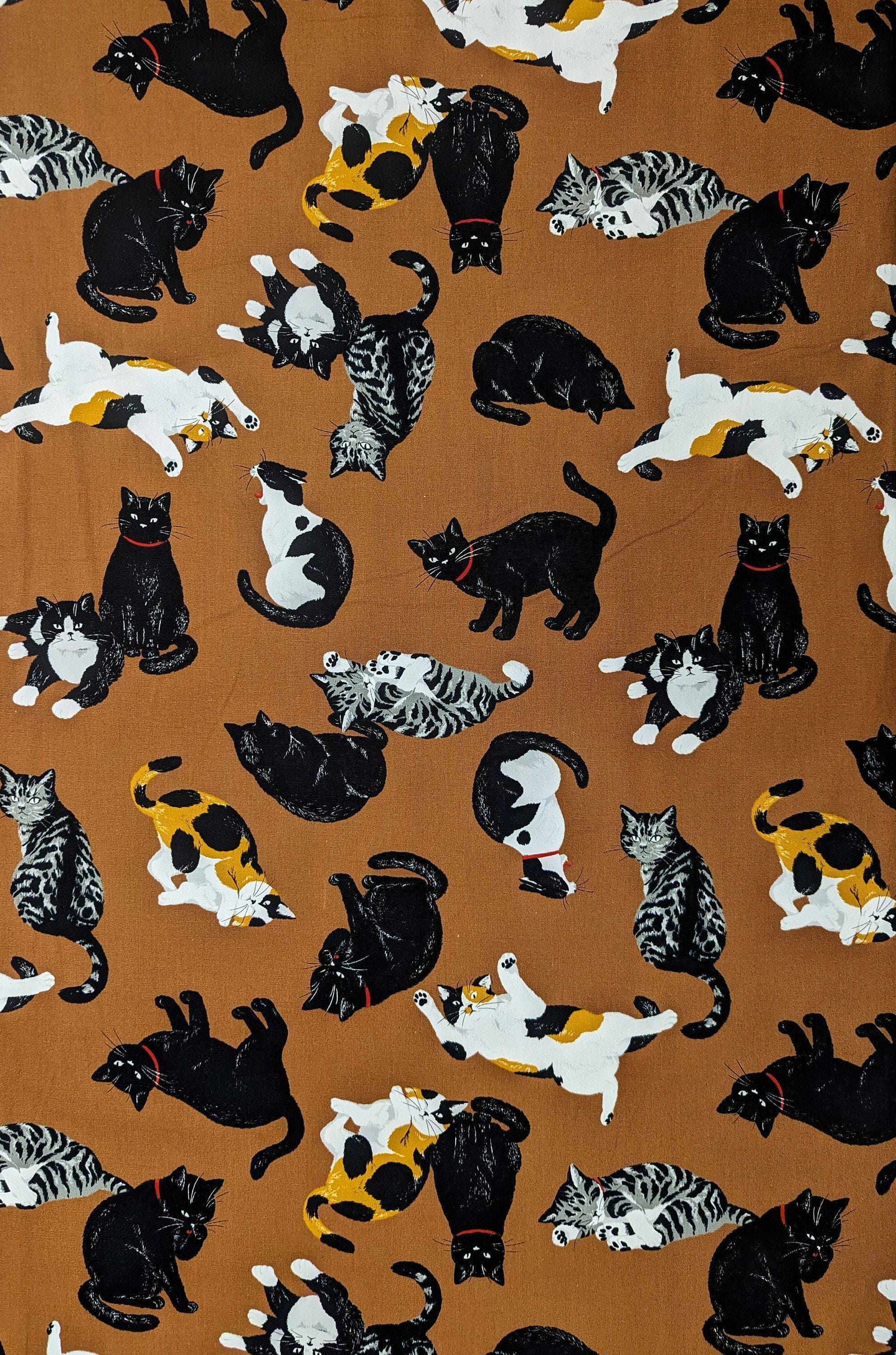 Cosmo - Cat Scatter Cotton Oxford - Brown