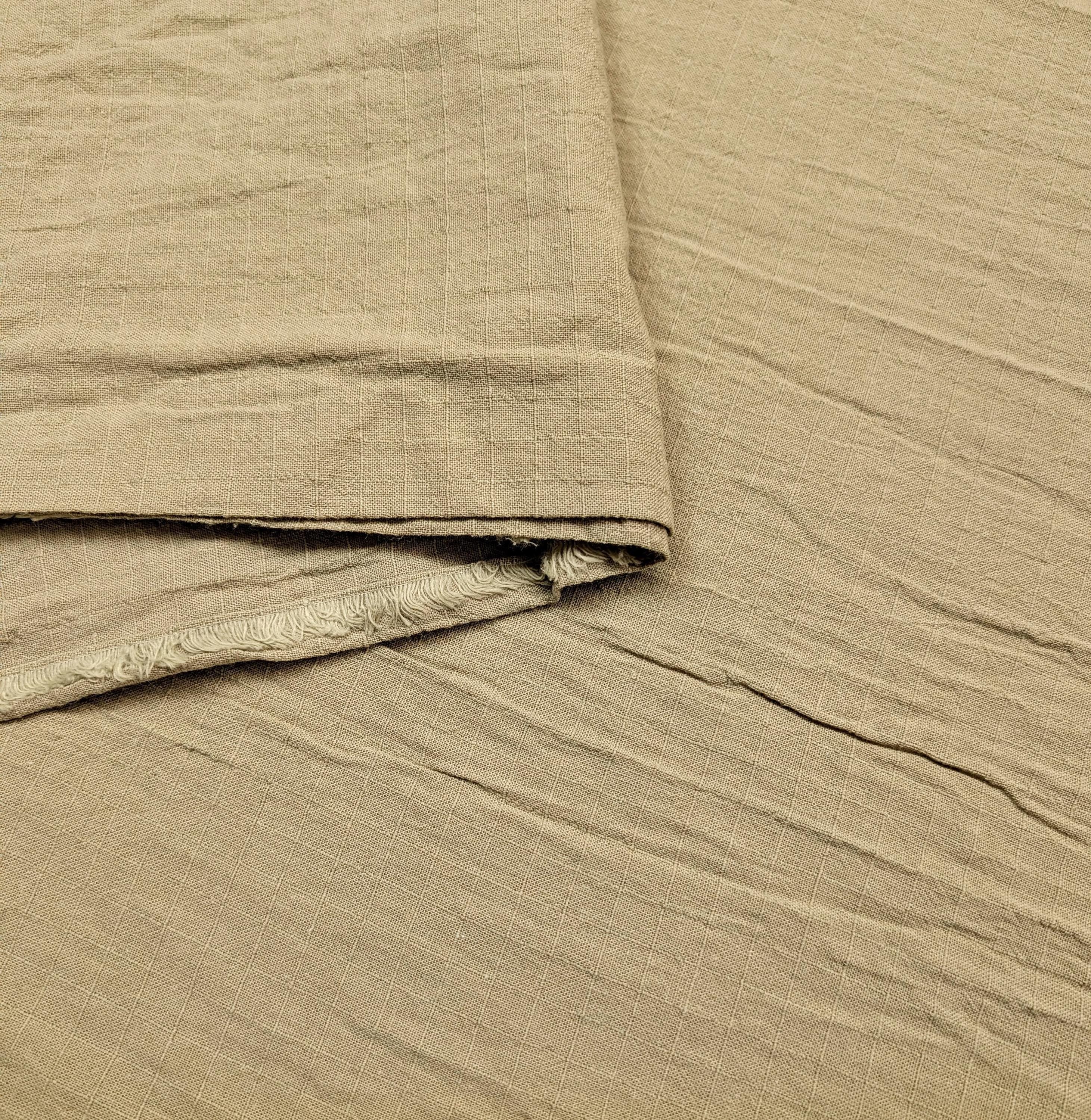 NEW Soft Gridded Dobby Cosmo Japanese cotton linen fabric AD-5747 51 khaki