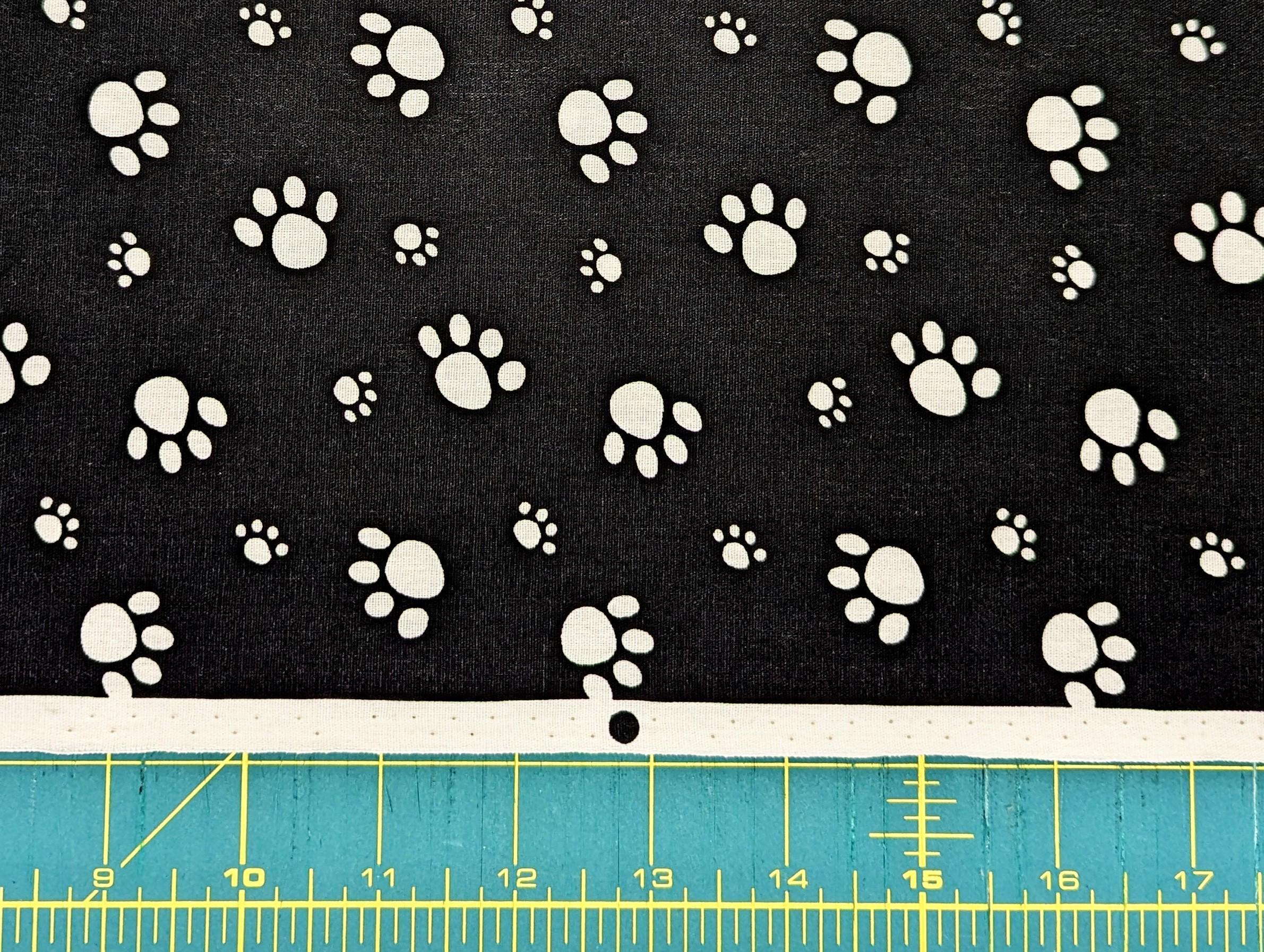 Koyama - Paw Prints Cotton Fabric - Black
