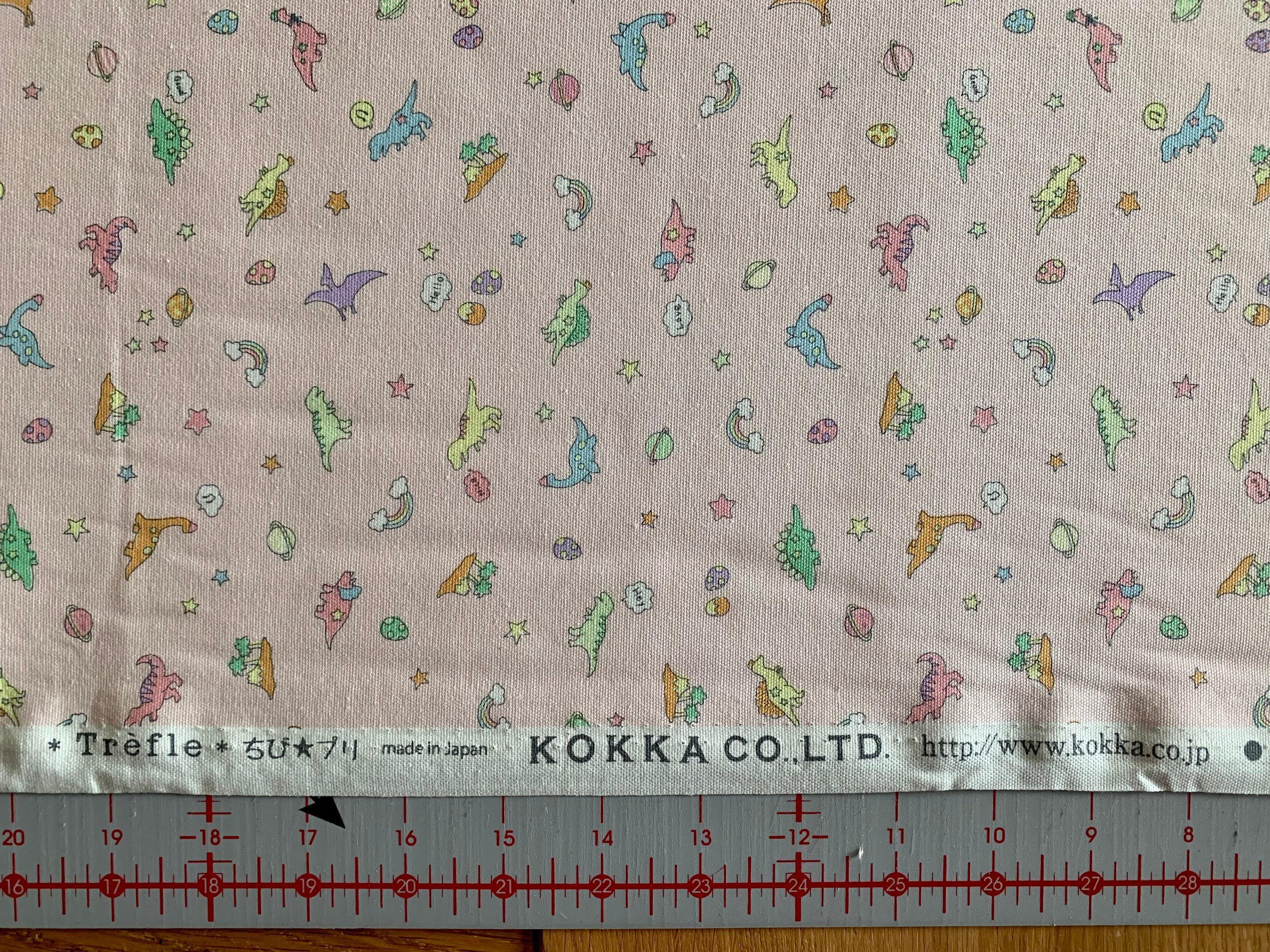 Kokka - Tiny Dinosaurs Trèfle Cotton Oxford - Pink