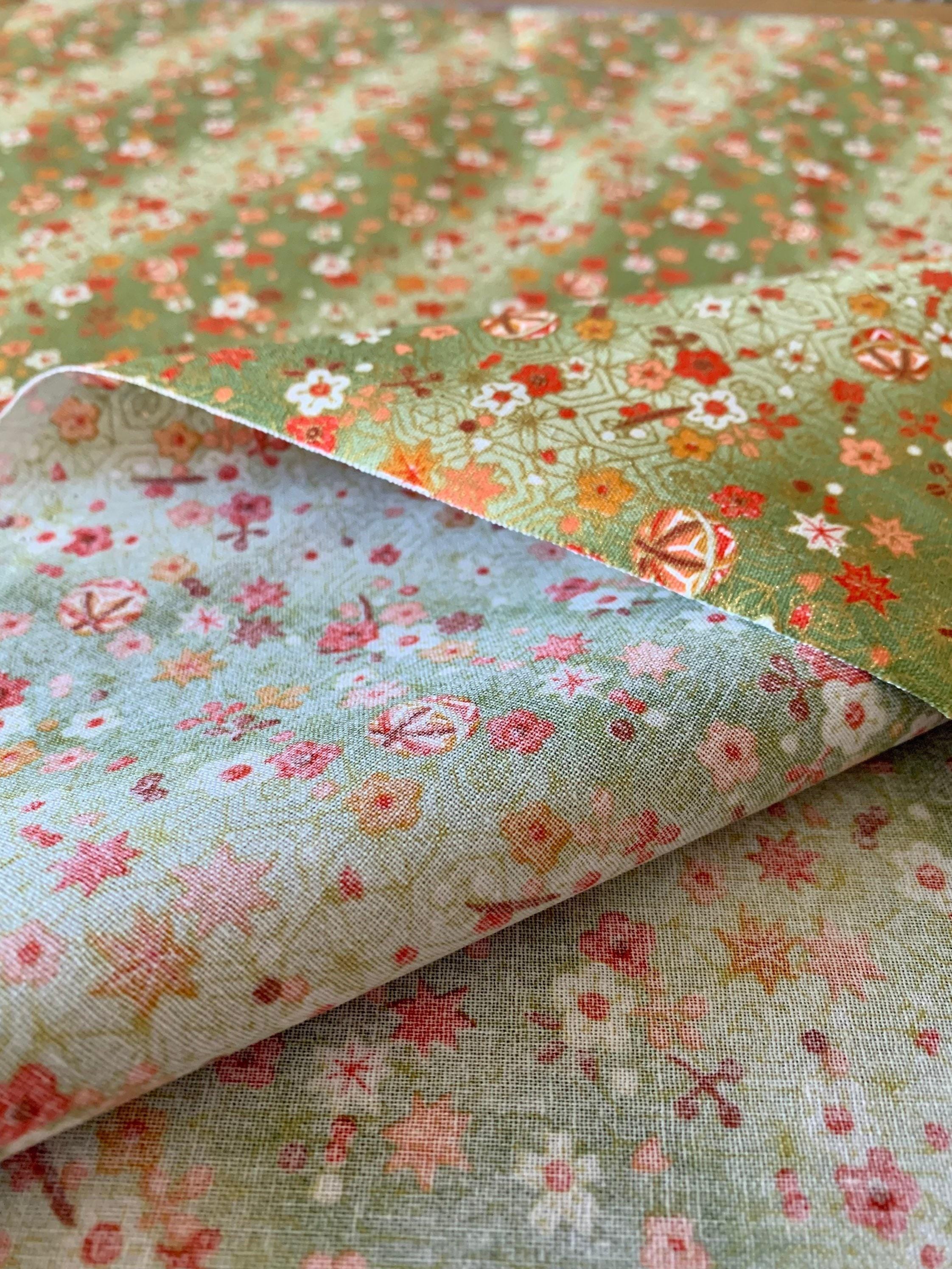 Naka - Temari and Blossoms Cotton Fabric - Green