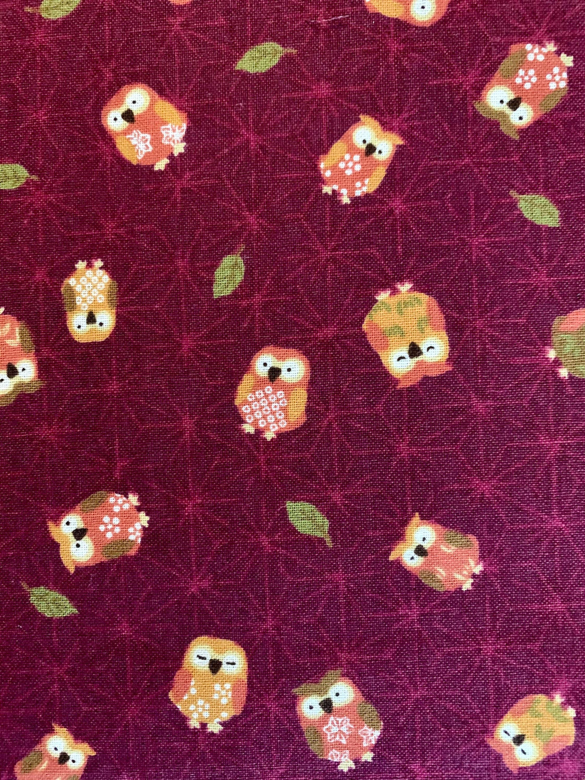 Sevenberry - Owls and Asanoha Stars Cotton Fabric - Red