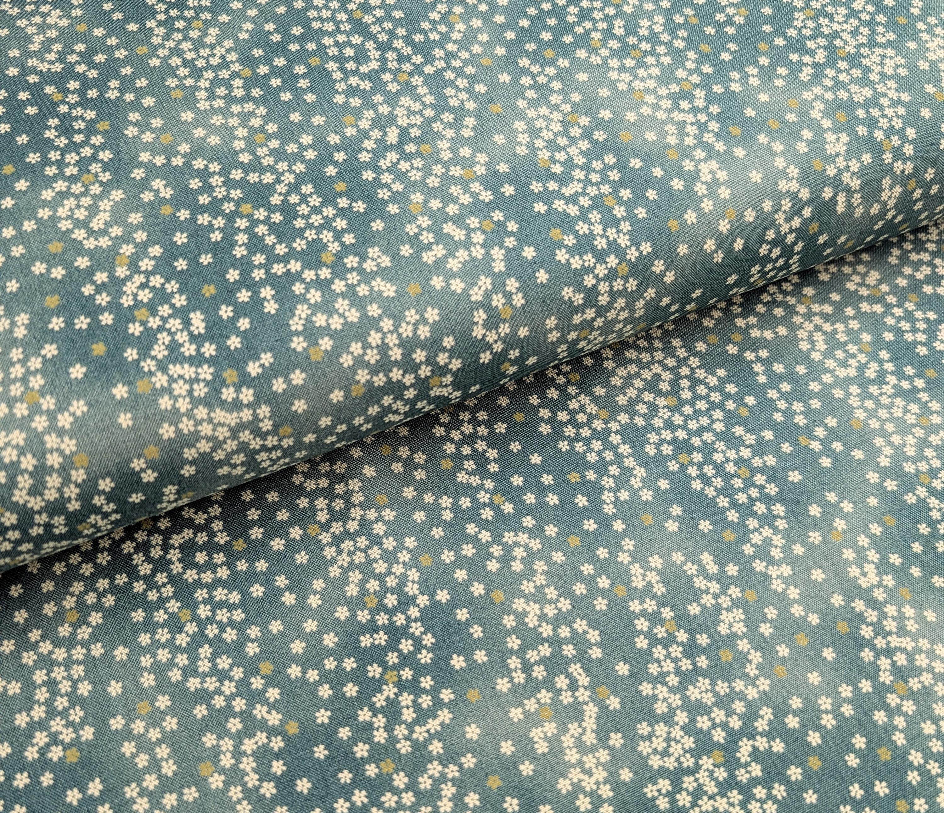 NEW Cherry Blossom Sky Sevenberry Japanese cotton fabric 88234-2-3 teal