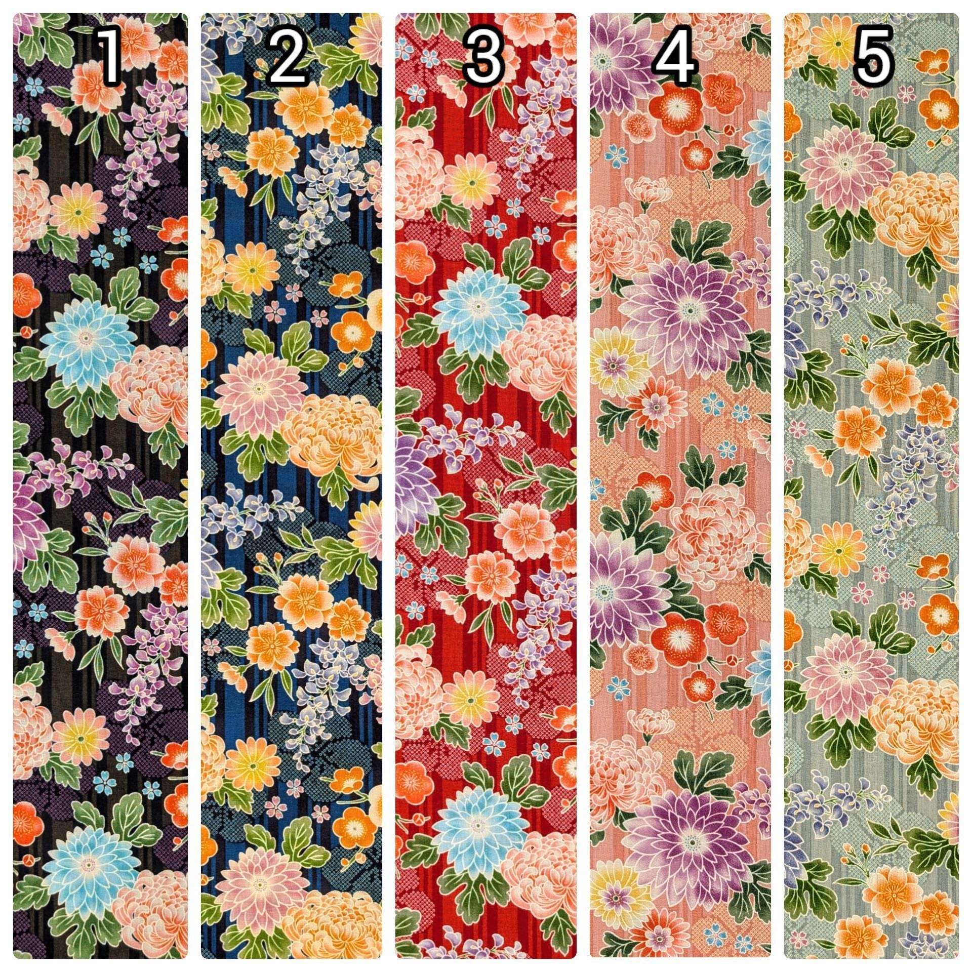 NEW Striped Shibori Flowers Sevenberry Japanese cotton fabric 850425-1-5 green