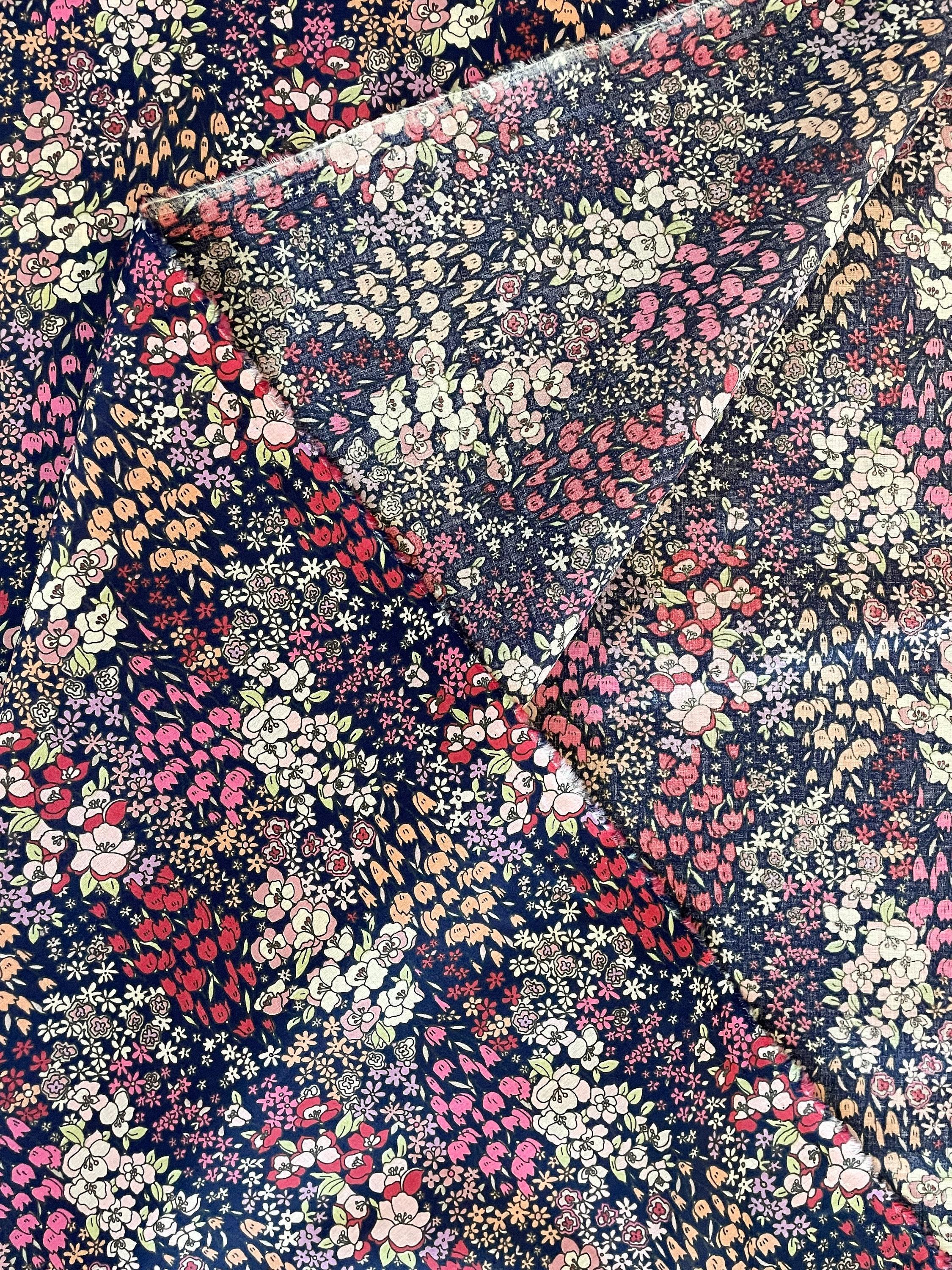 Sunwell - Tiny Garden Cotton Lawn - Navy Pink Lavender