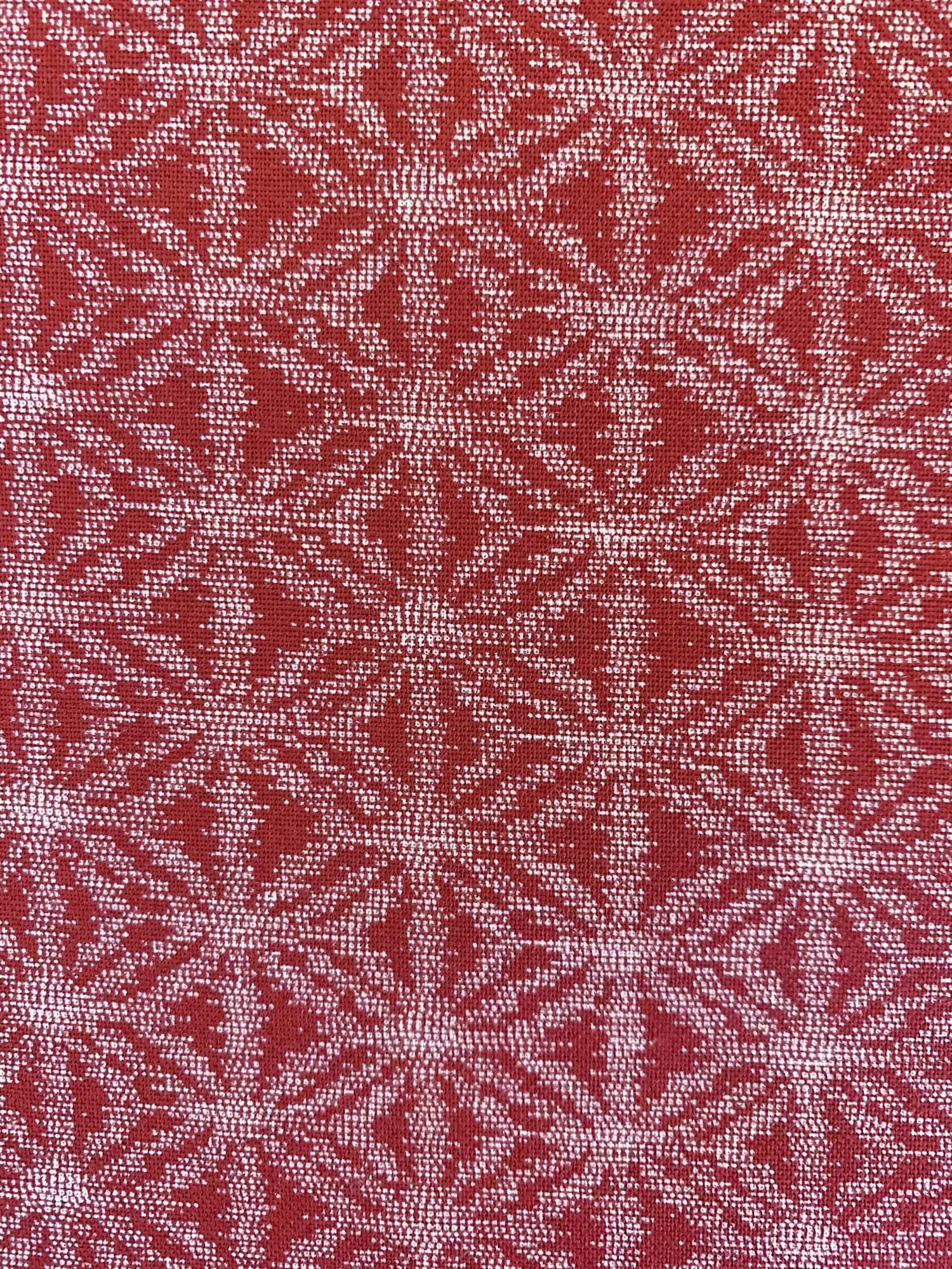 Sevenberry - Printed Ikat Asanoha Variation Stars in Red and White Cotton Fabric - Red White
