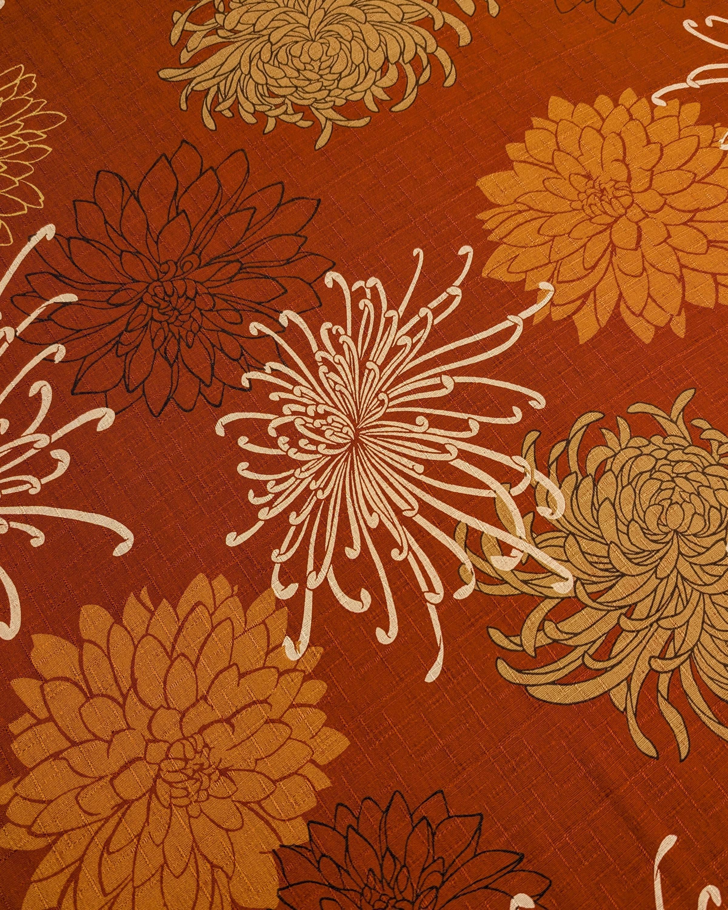 Kobayashi - Mixed Traditional Flowers Cotton Dobby - Orange