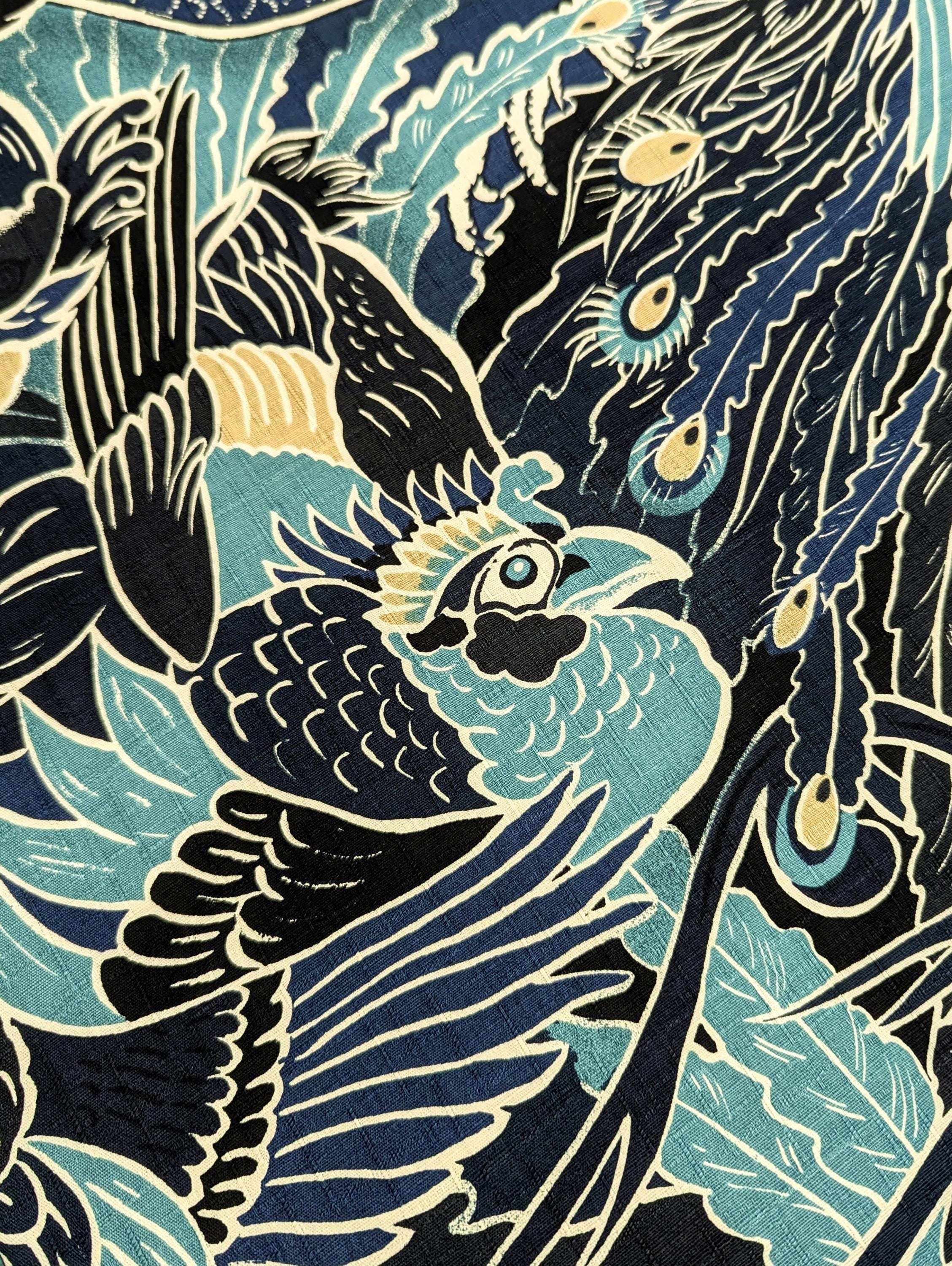 Kobayashi - Rising Phoenixes Cotton Dobby - Blue