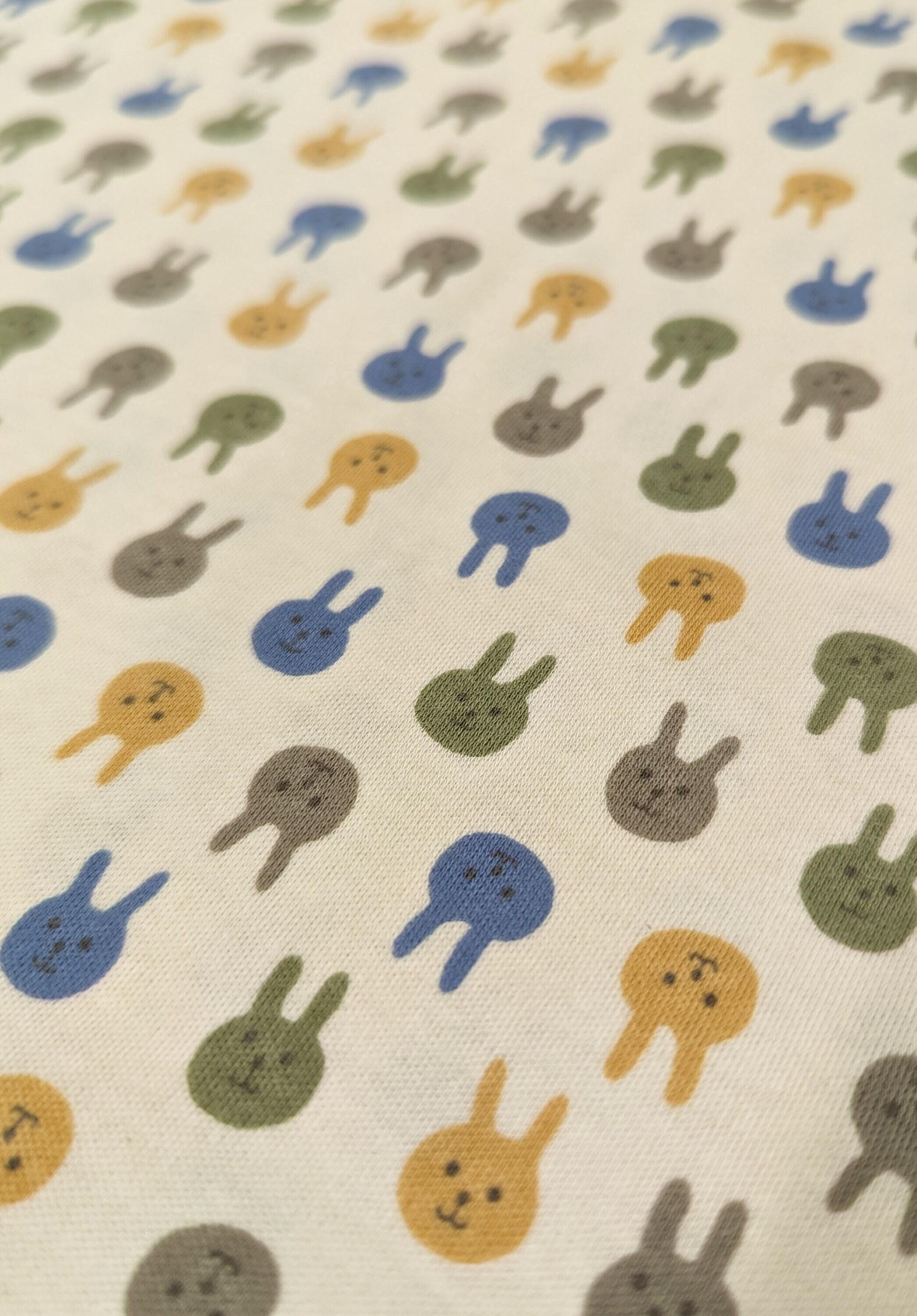 Kobayashi - Colorful Bunnies Cotton Jersey - Green Yellow Periwinkle