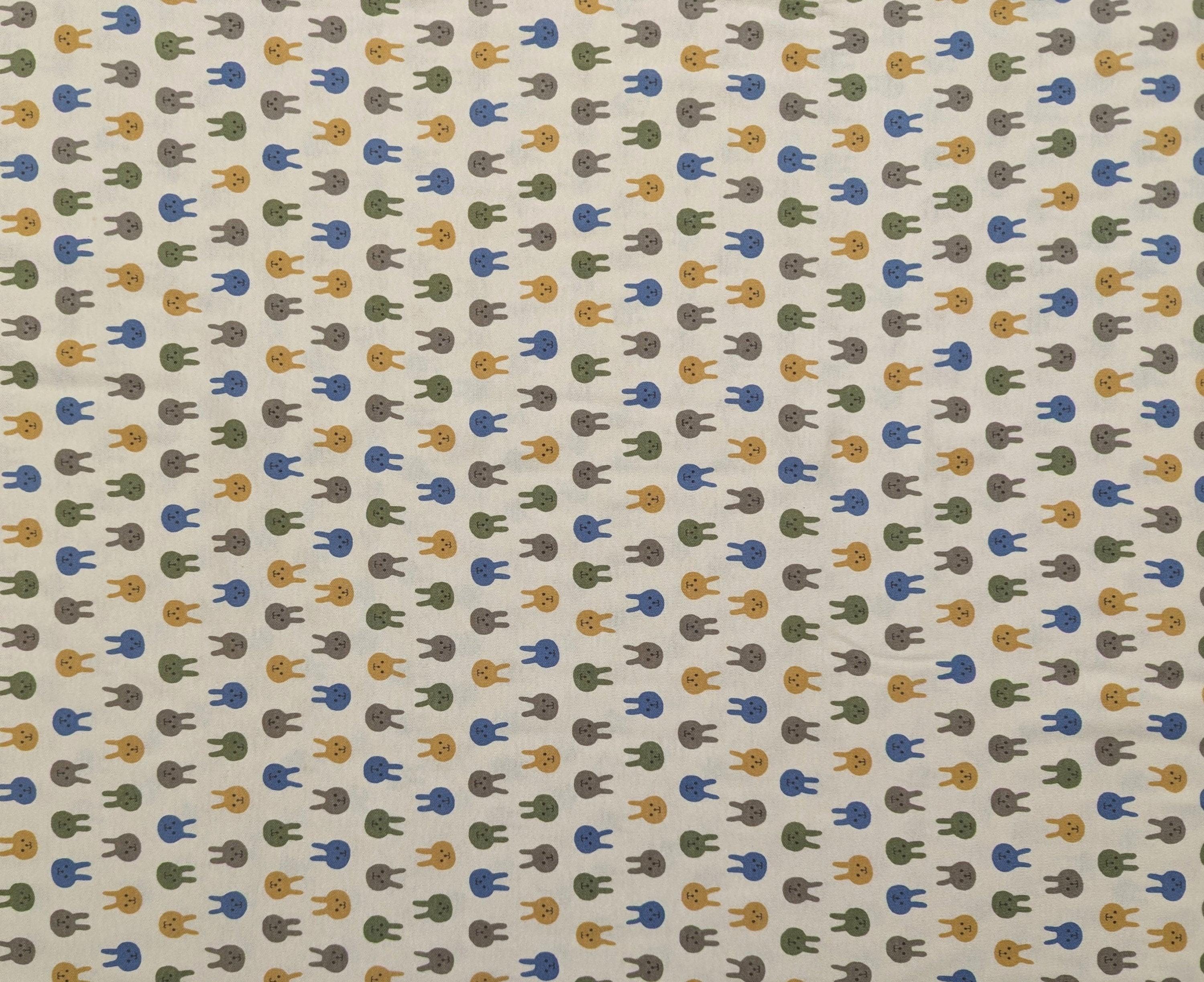 Kobayashi - Colorful Bunnies Cotton Jersey - Green Yellow Periwinkle