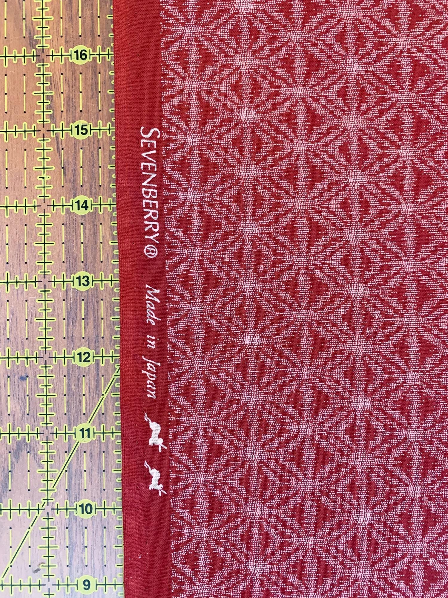 Sevenberry - Printed Ikat Asanoha Variation Stars in Red and White Cotton Fabric - Red White