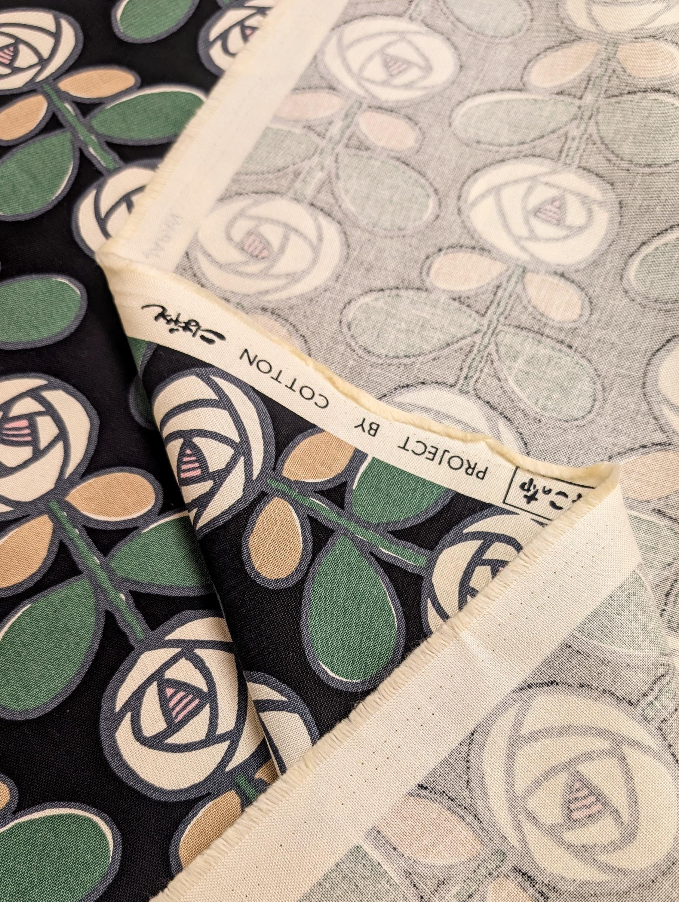 Kobayashi - Scandinavian Roses Cotton Oxford - Black