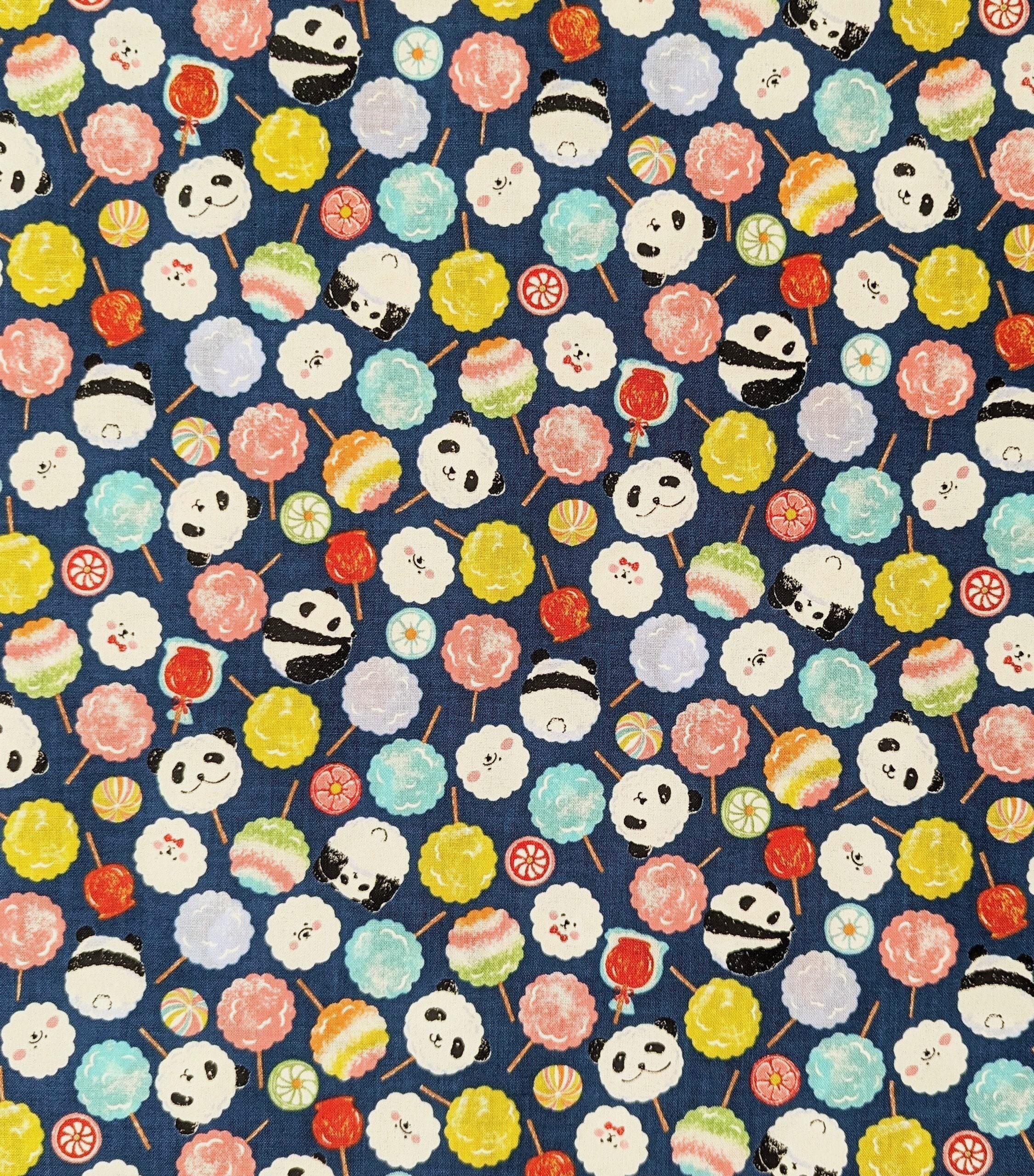 Senyo - Candy Pandas Cotton Fabric - Blue