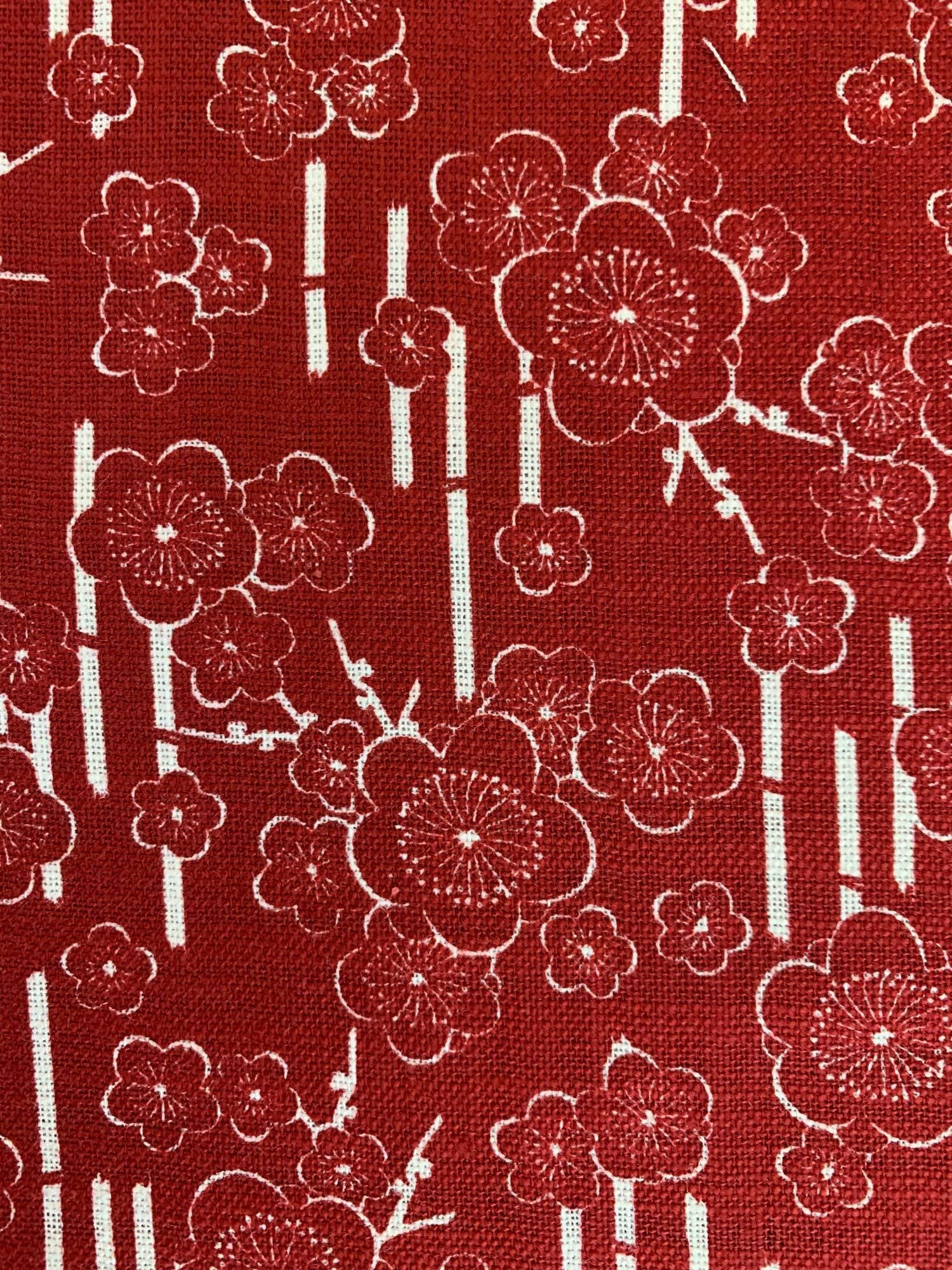 Sevenberry - Plum Cherry Blossoms Cotton Fabric - Red