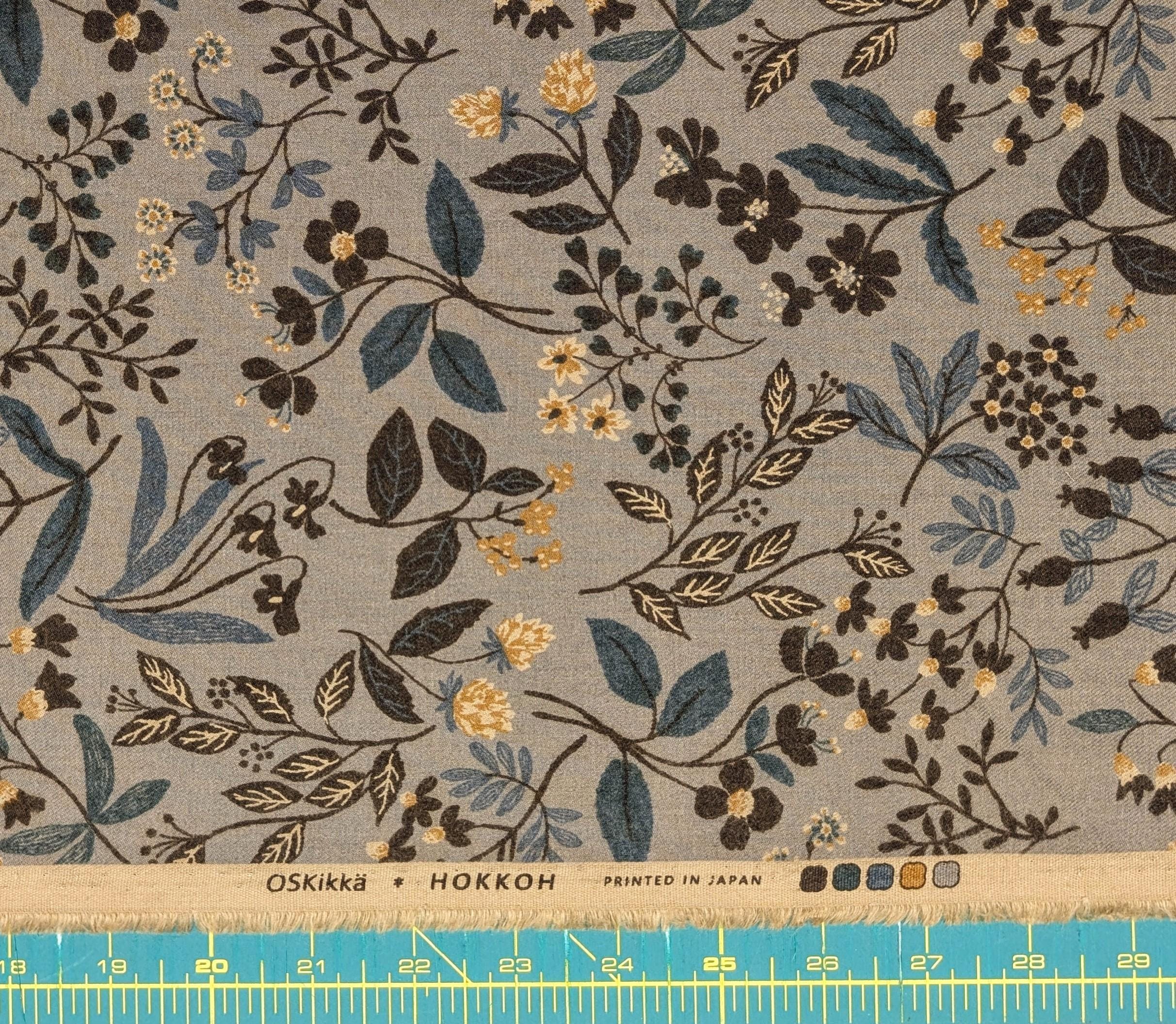 Hokkoh - Enchanted Wildflowers Brushed Cotton Fabric - Gray