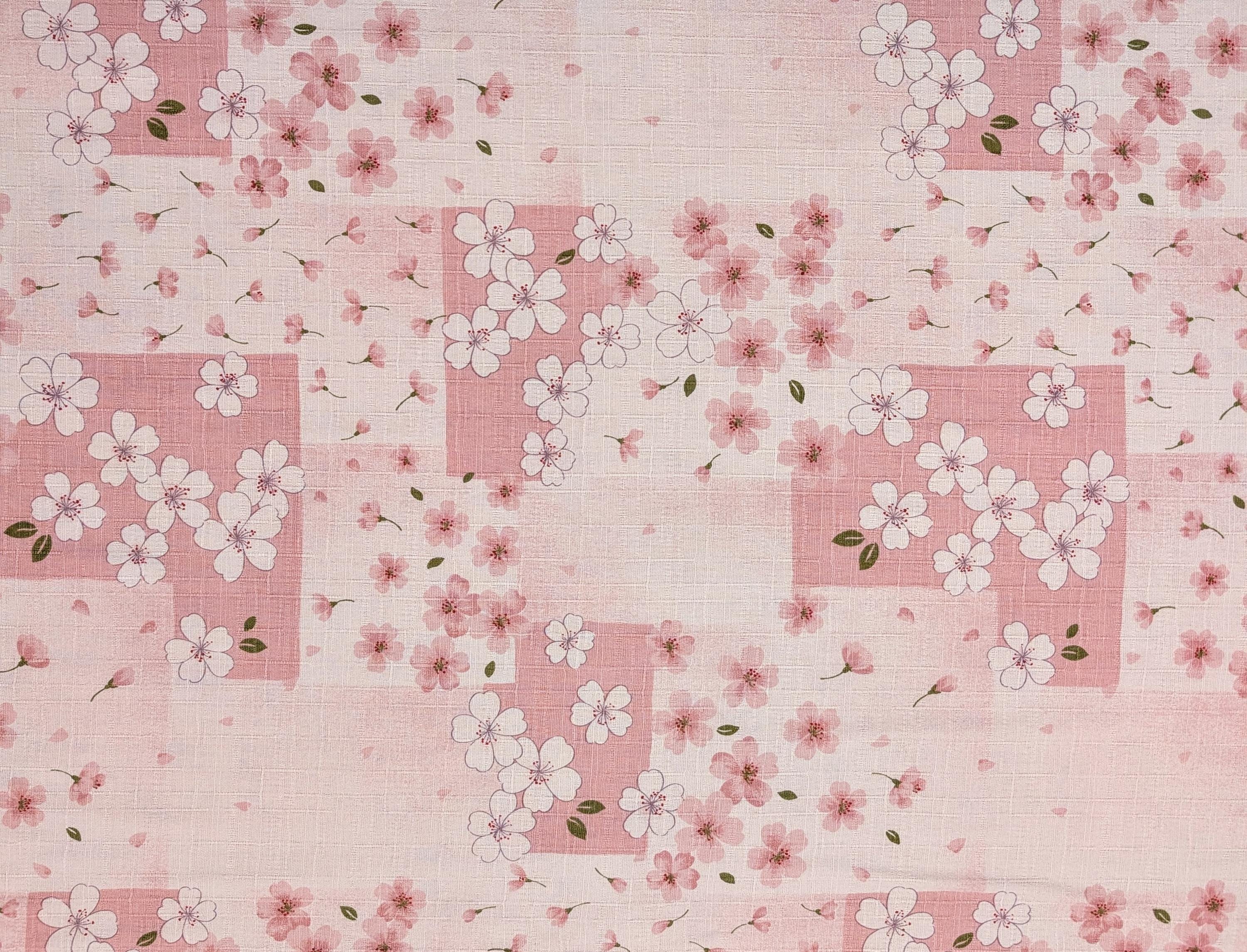 Patchwork Cherry Blossoms Kobayashi Japanese dobby cotton fabric KTS-6971 B pink